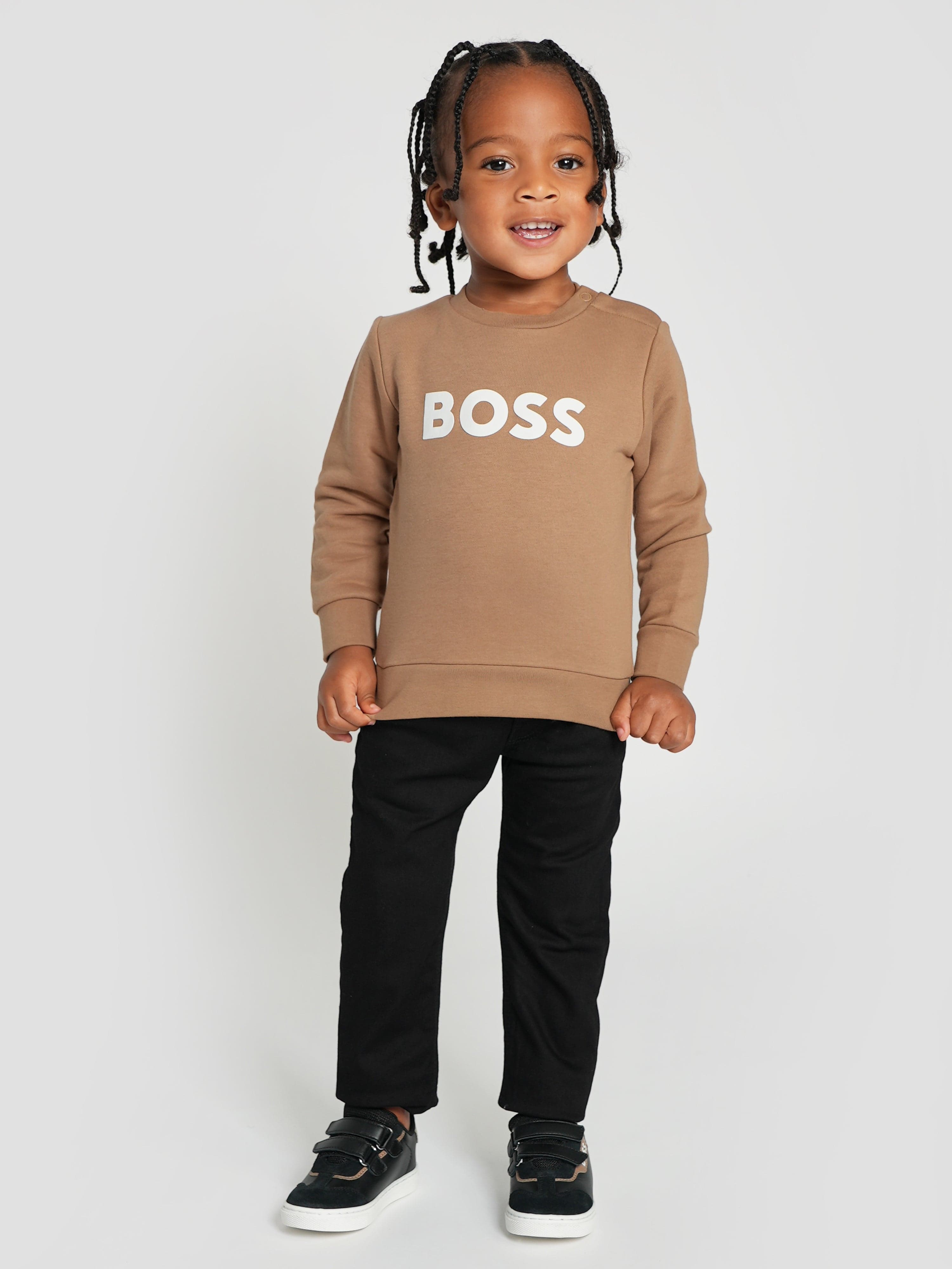 BOSS Baby Boys Logo Sweatshirt in Brown