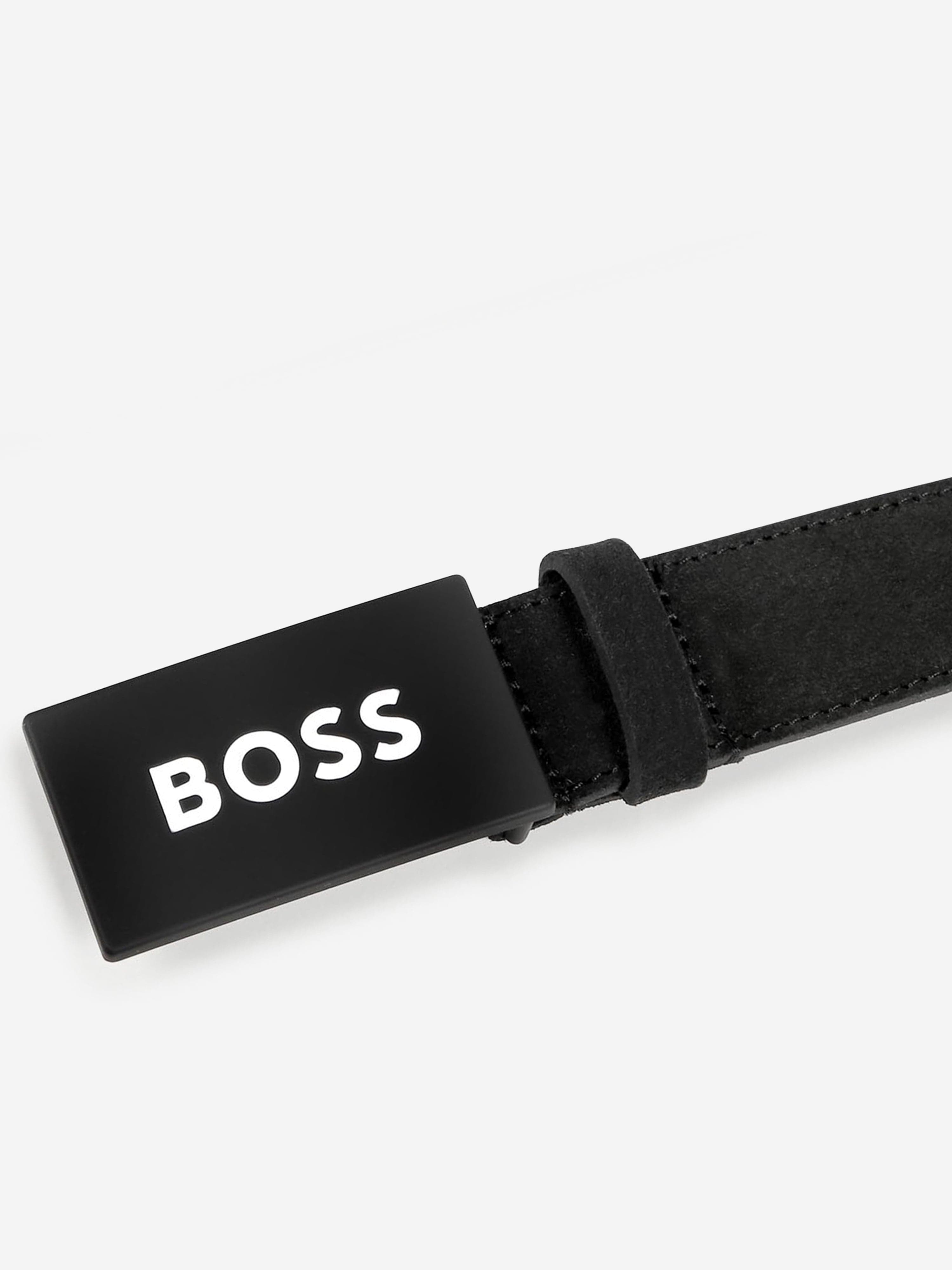 BOSS Boys Leather Logo Belt in Black