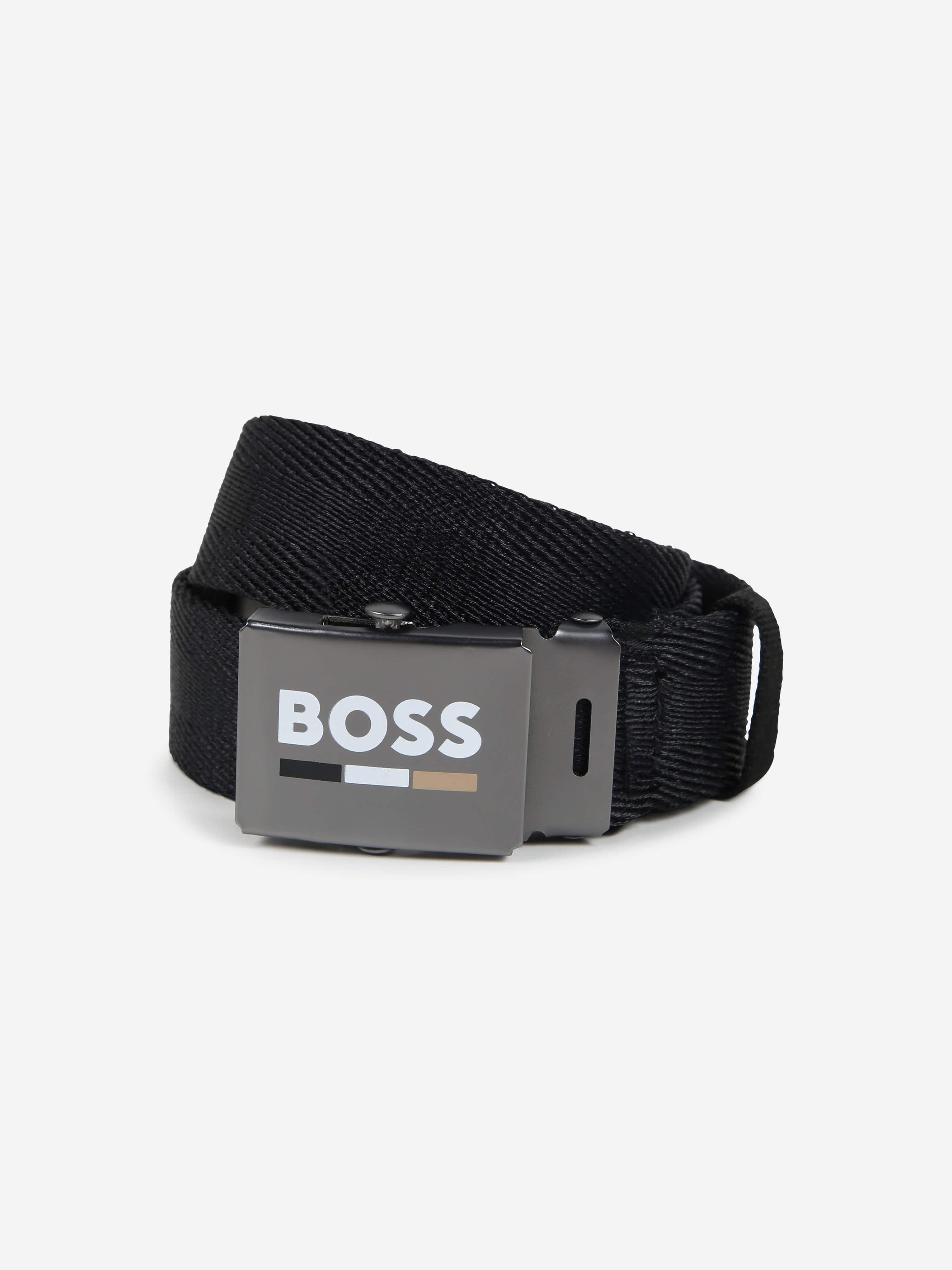 BOSS Boys Textured Belt in Black