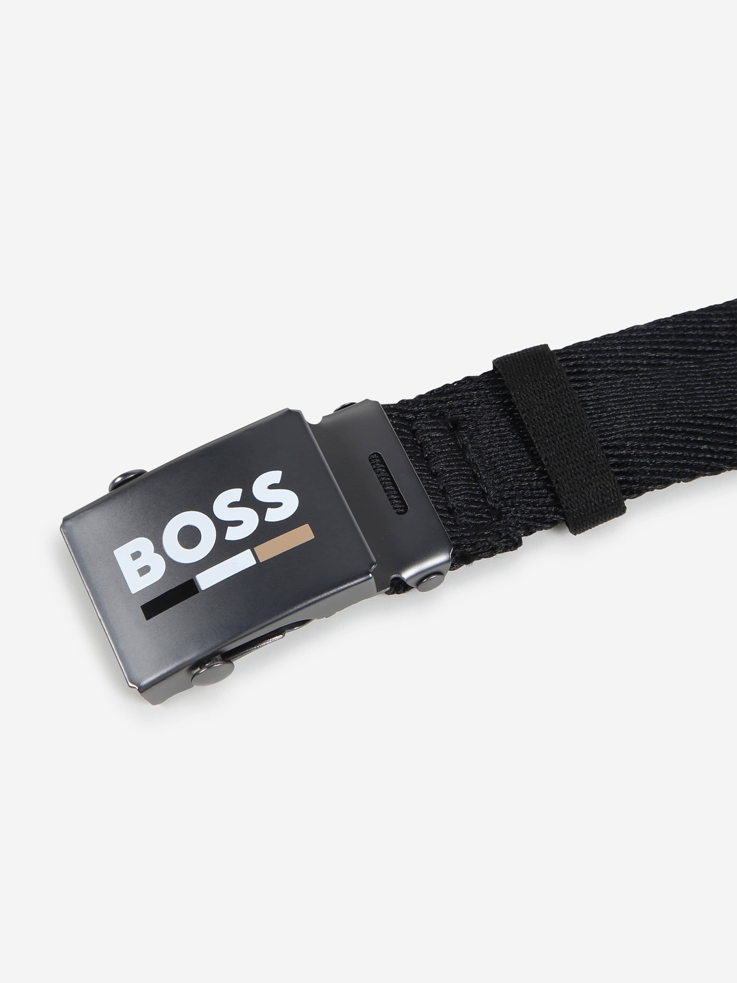 BOSS Boys Textured Belt in Black