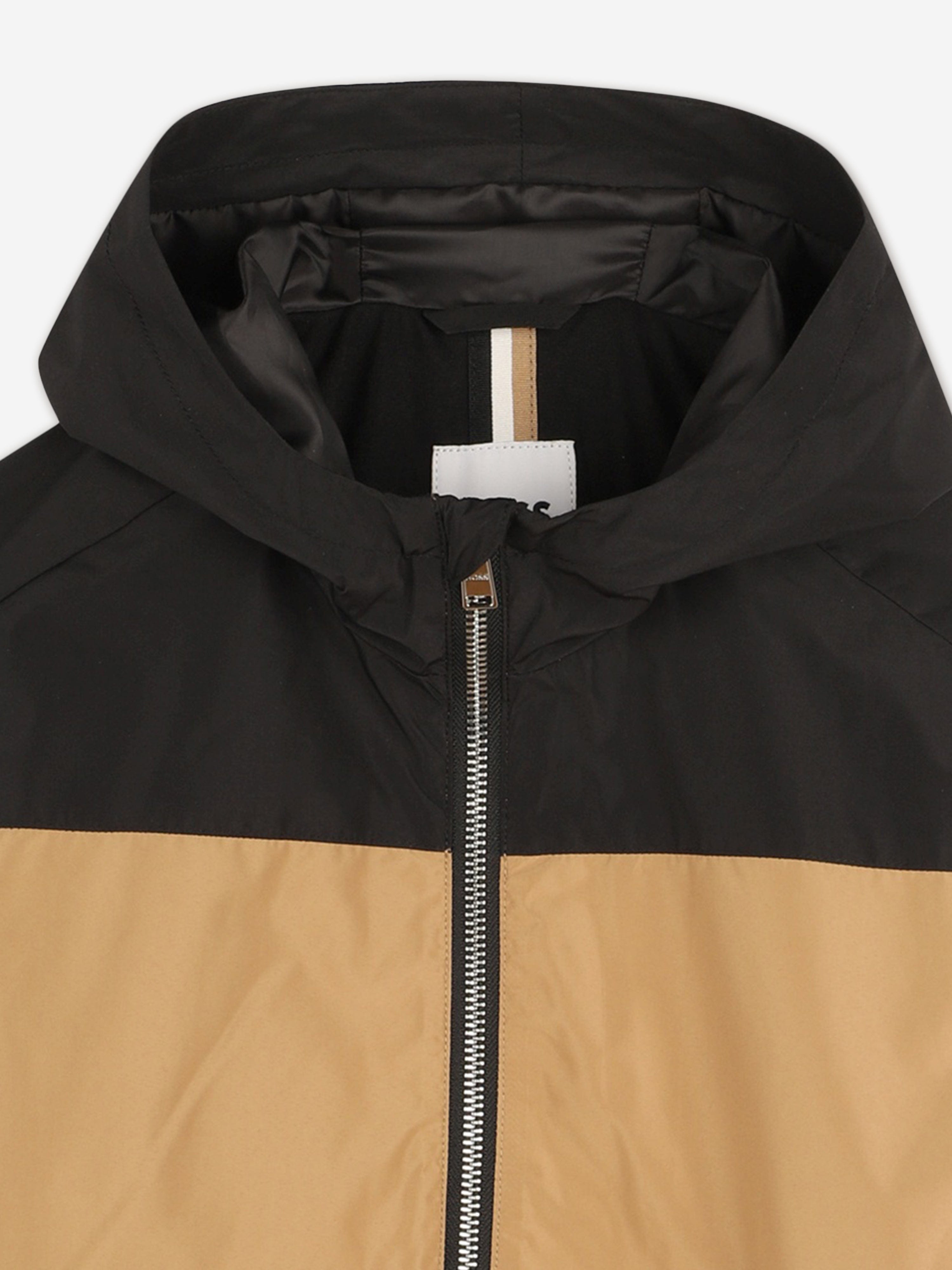 BOSS Boys Hooded Windbreaker Jacket in Brown