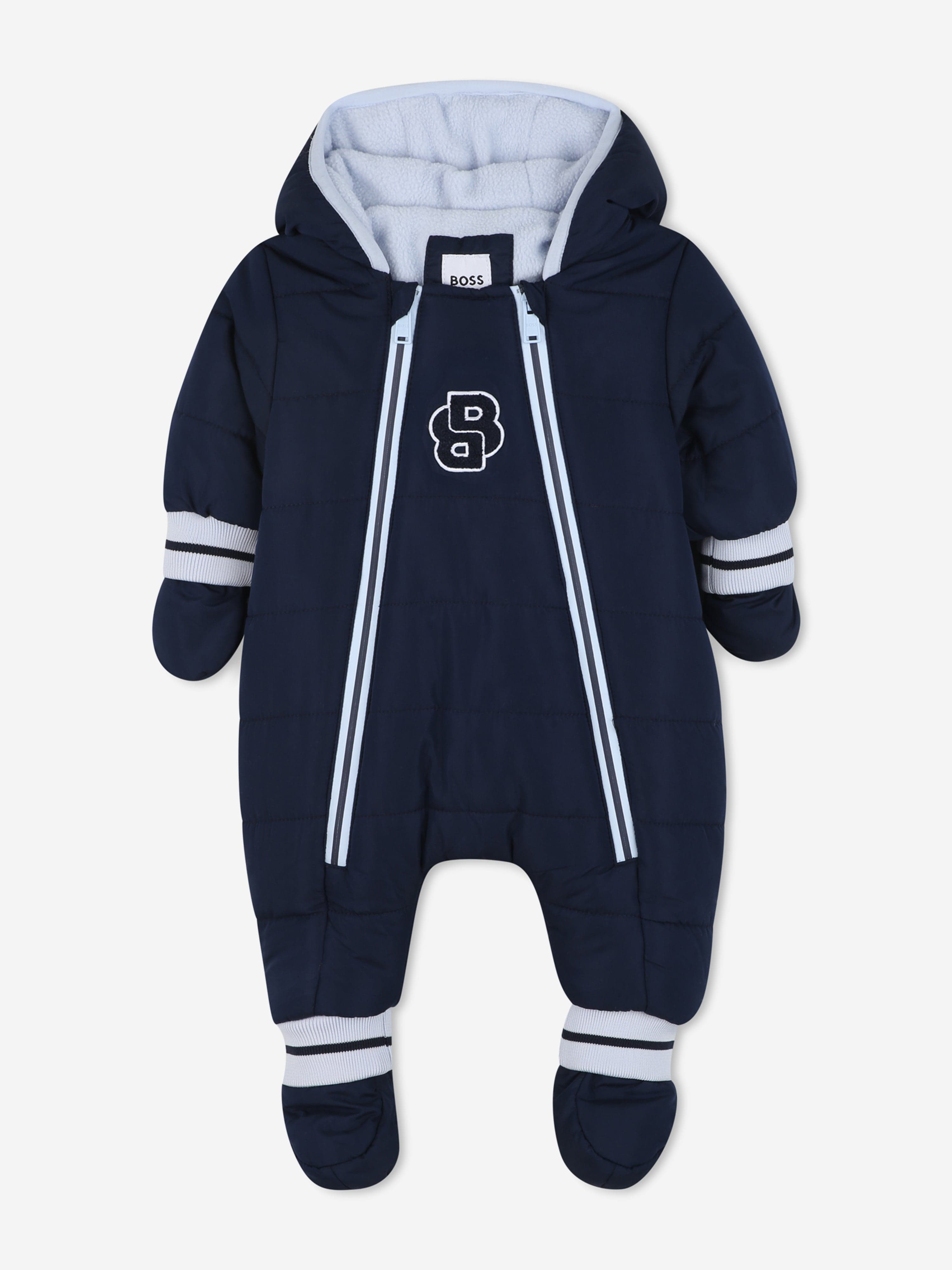 BOSS Baby Boys Monogram Snowsuit in Navy