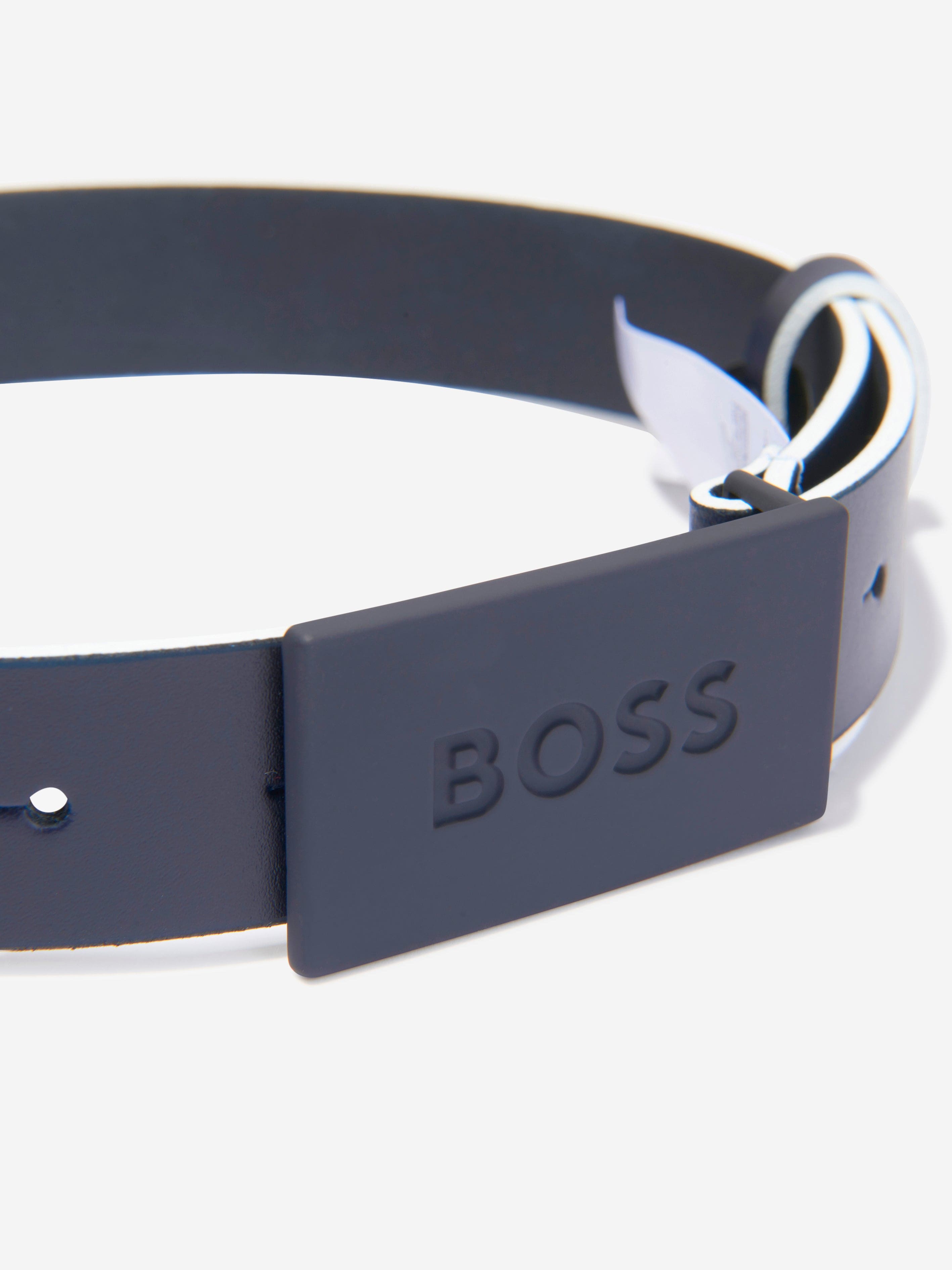 BOSS Boys Leather Belt With Branded Buckle