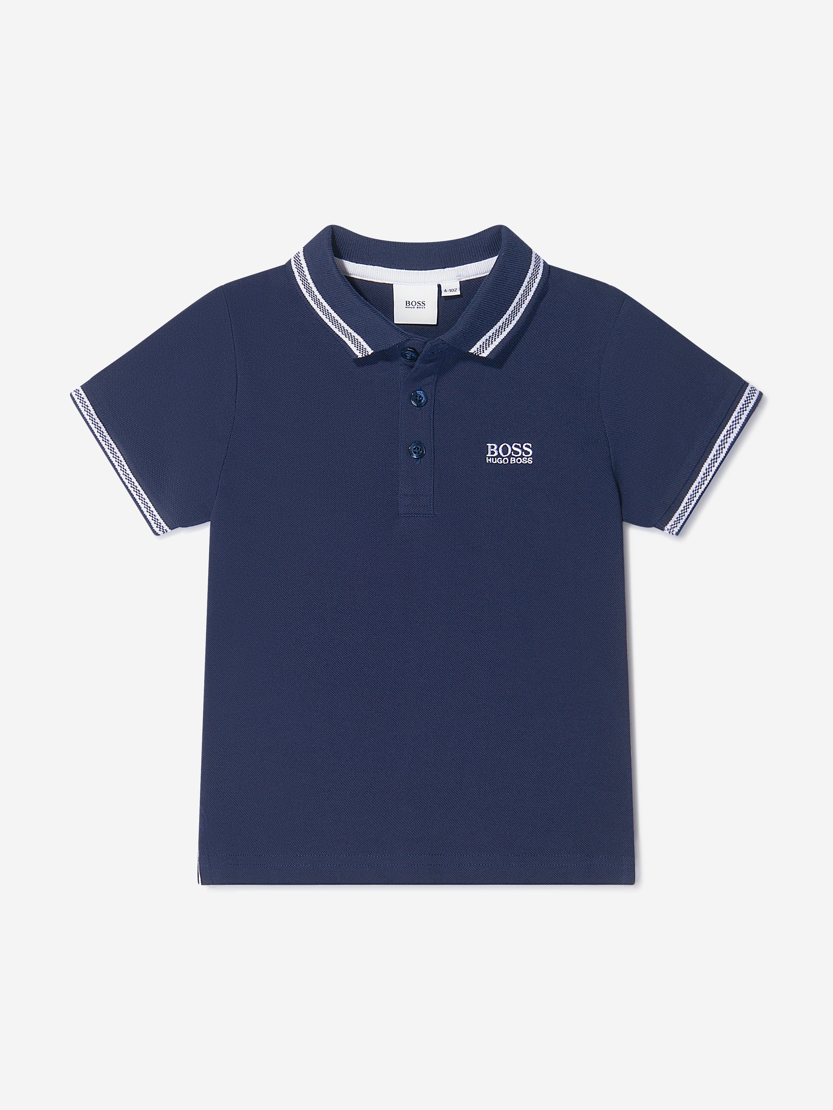 BOSS Boys Cotton Pique Embroidered Logo Polo Shirt