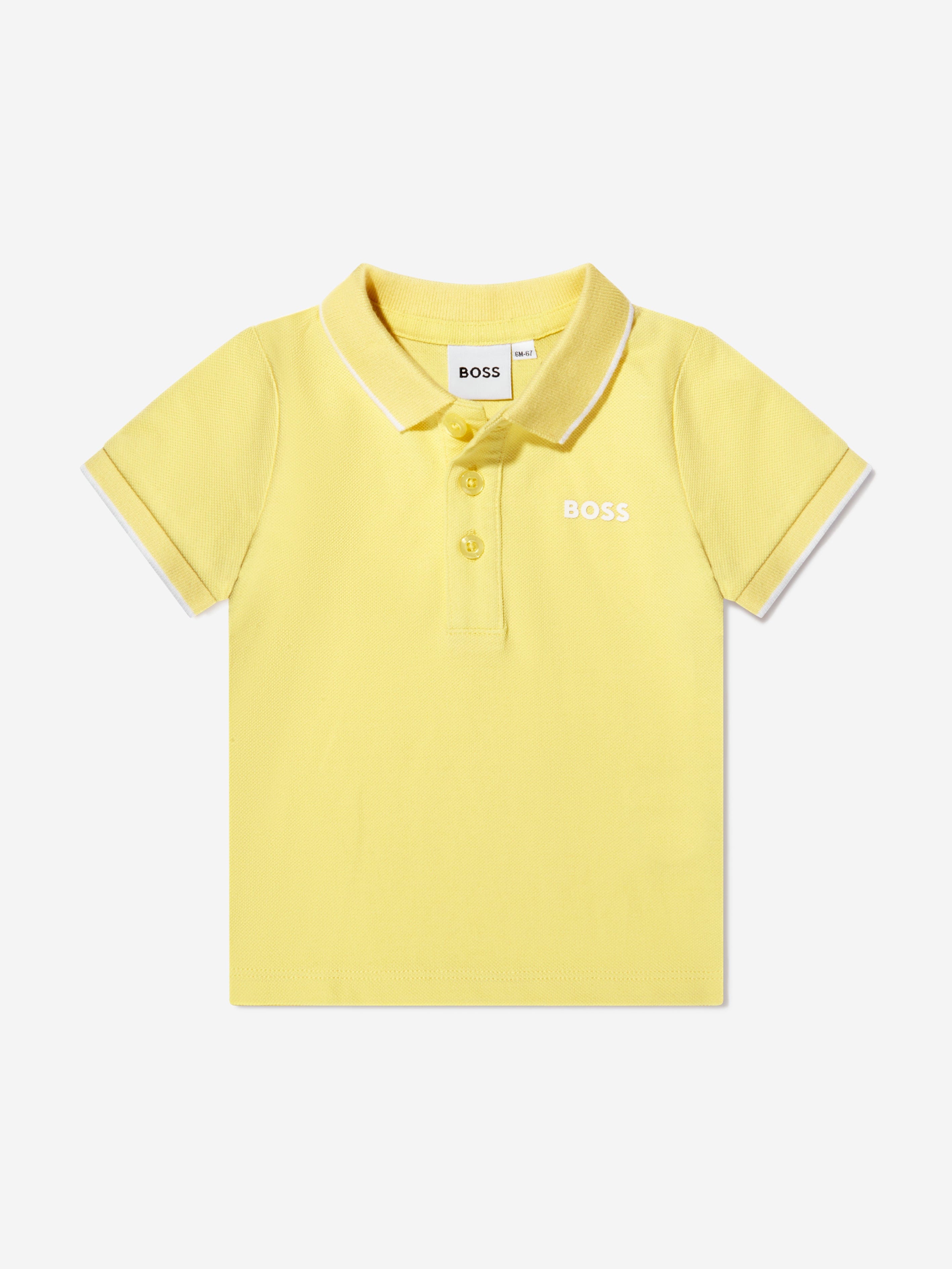 BOSS Baby Boys Pique Polo Shirt In Yellow