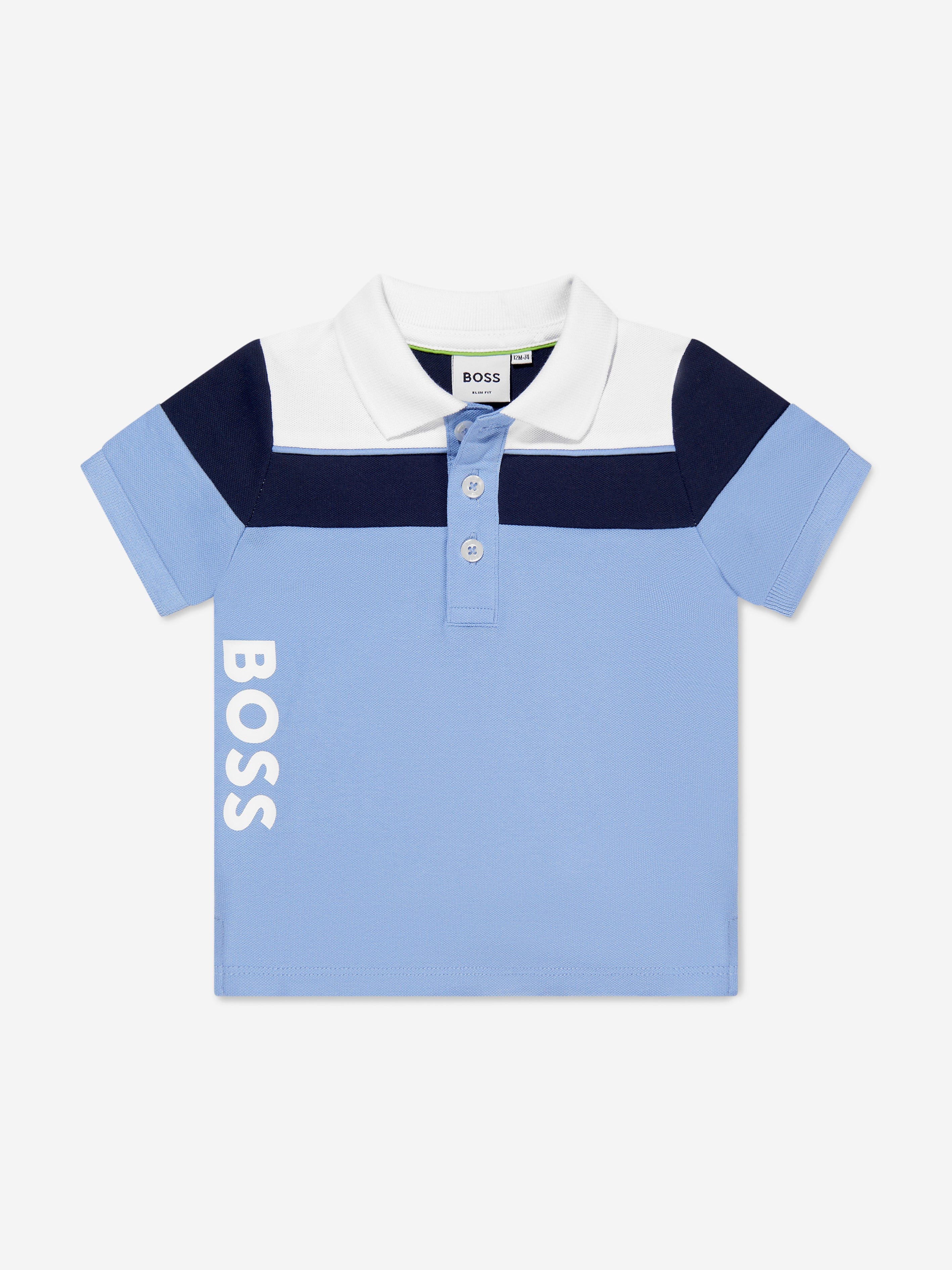 BOSS Baby Boys Logo Polo Shirt In Blue