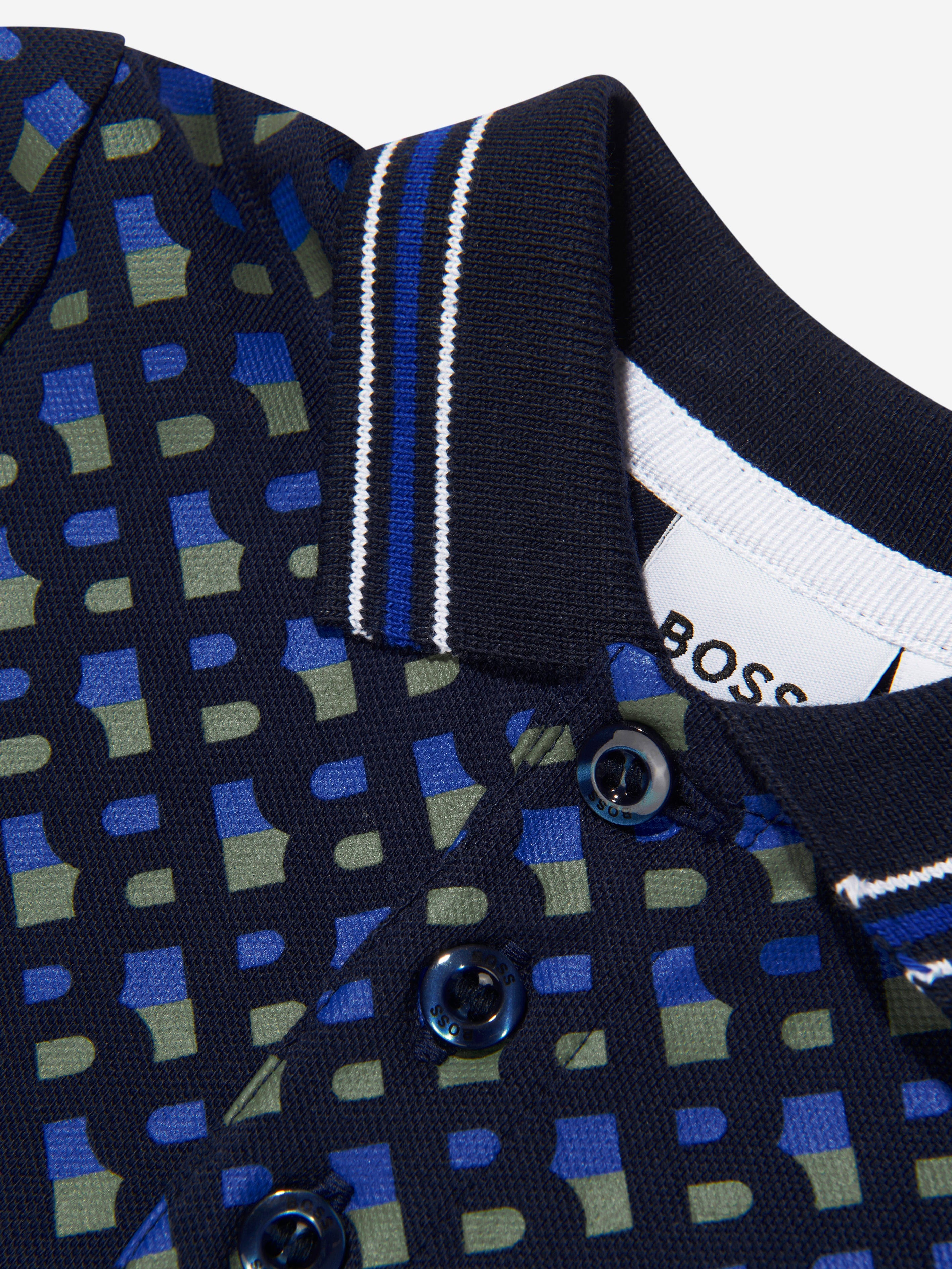 BOSS Baby Boys Monogram Polo Shirt In Navy