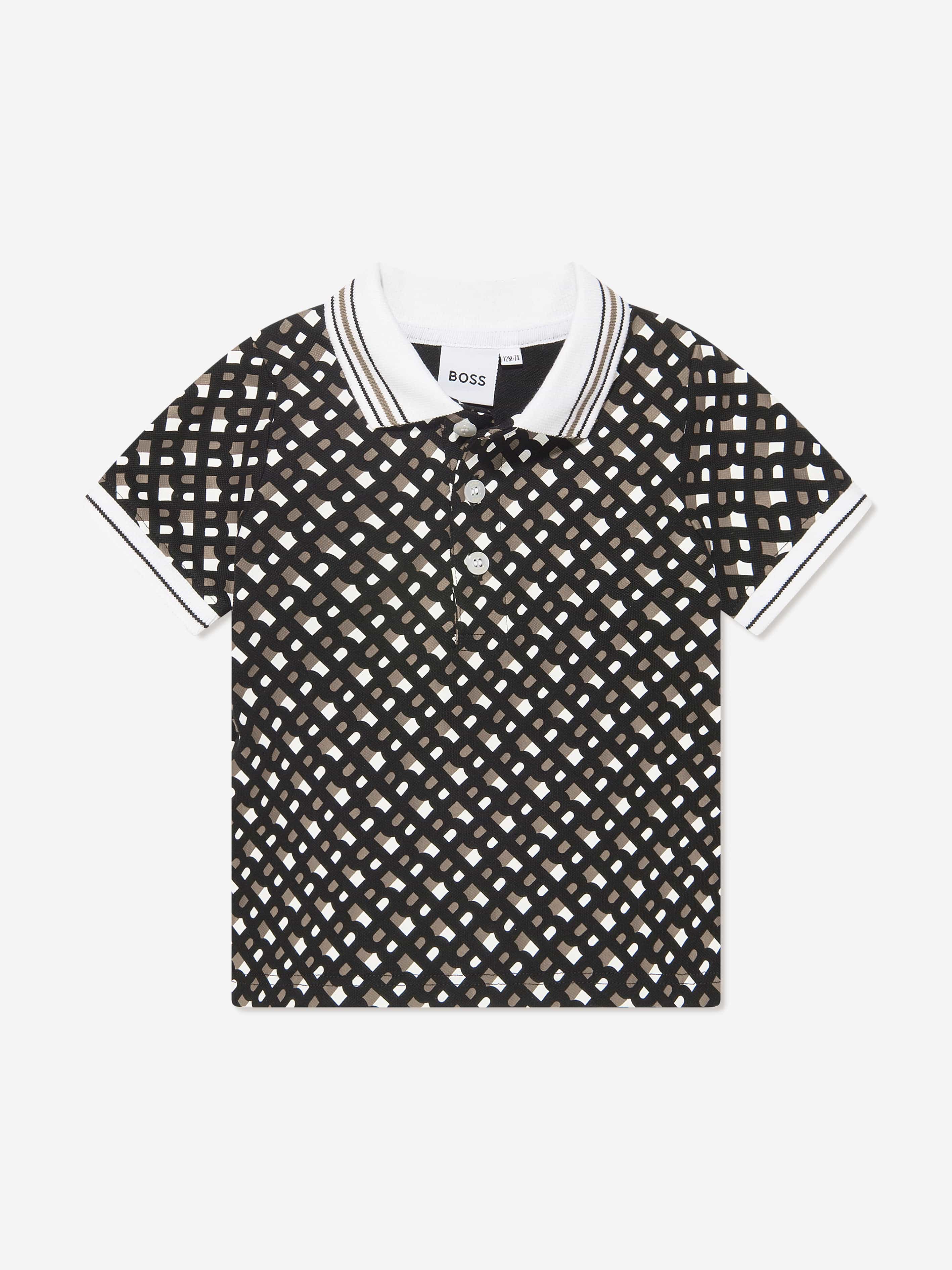 BOSS Baby Boys Monogram Polo Shirt In Brown