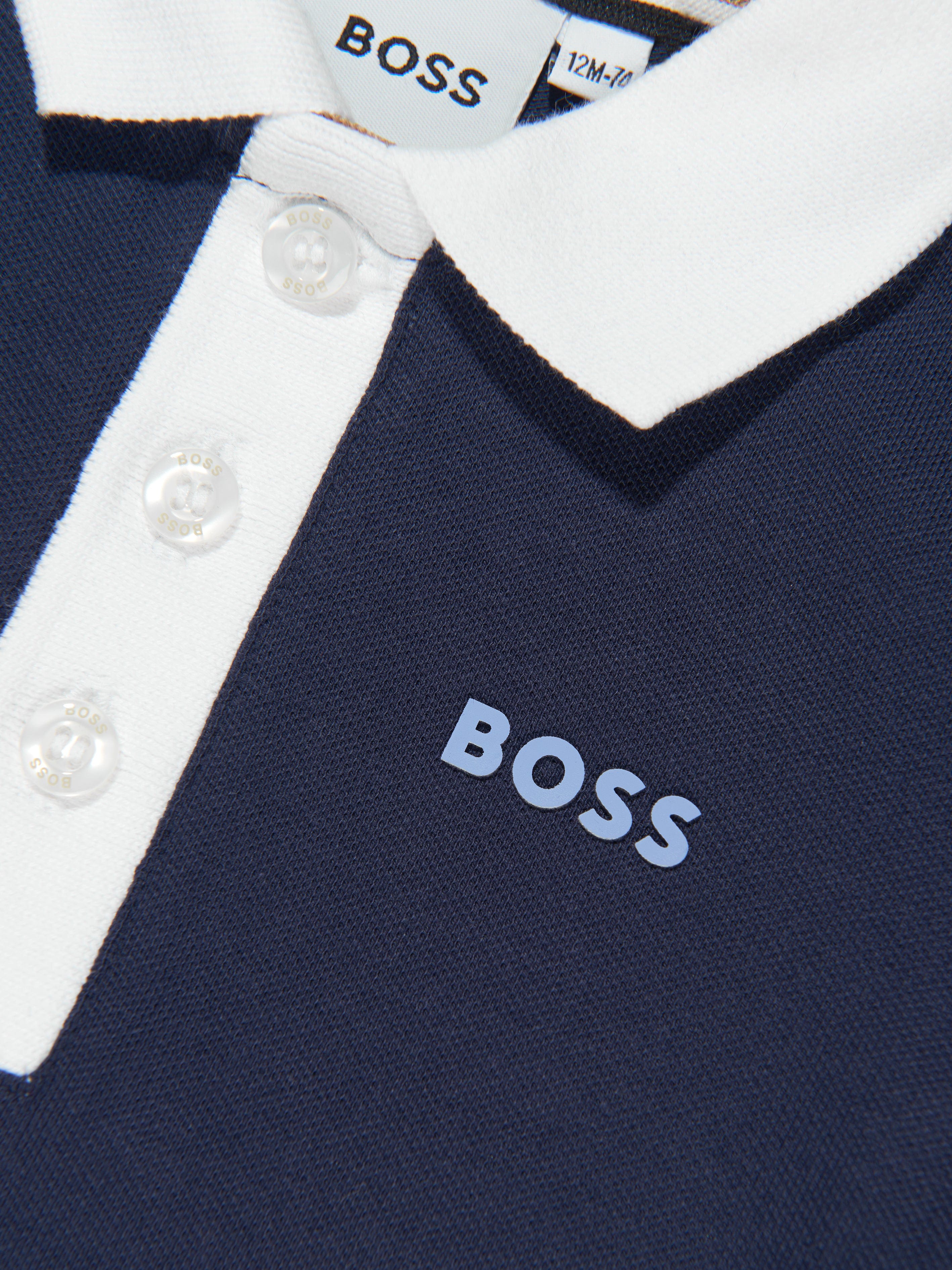 BOSS Baby Boys Logo Polo Shirt In Navy