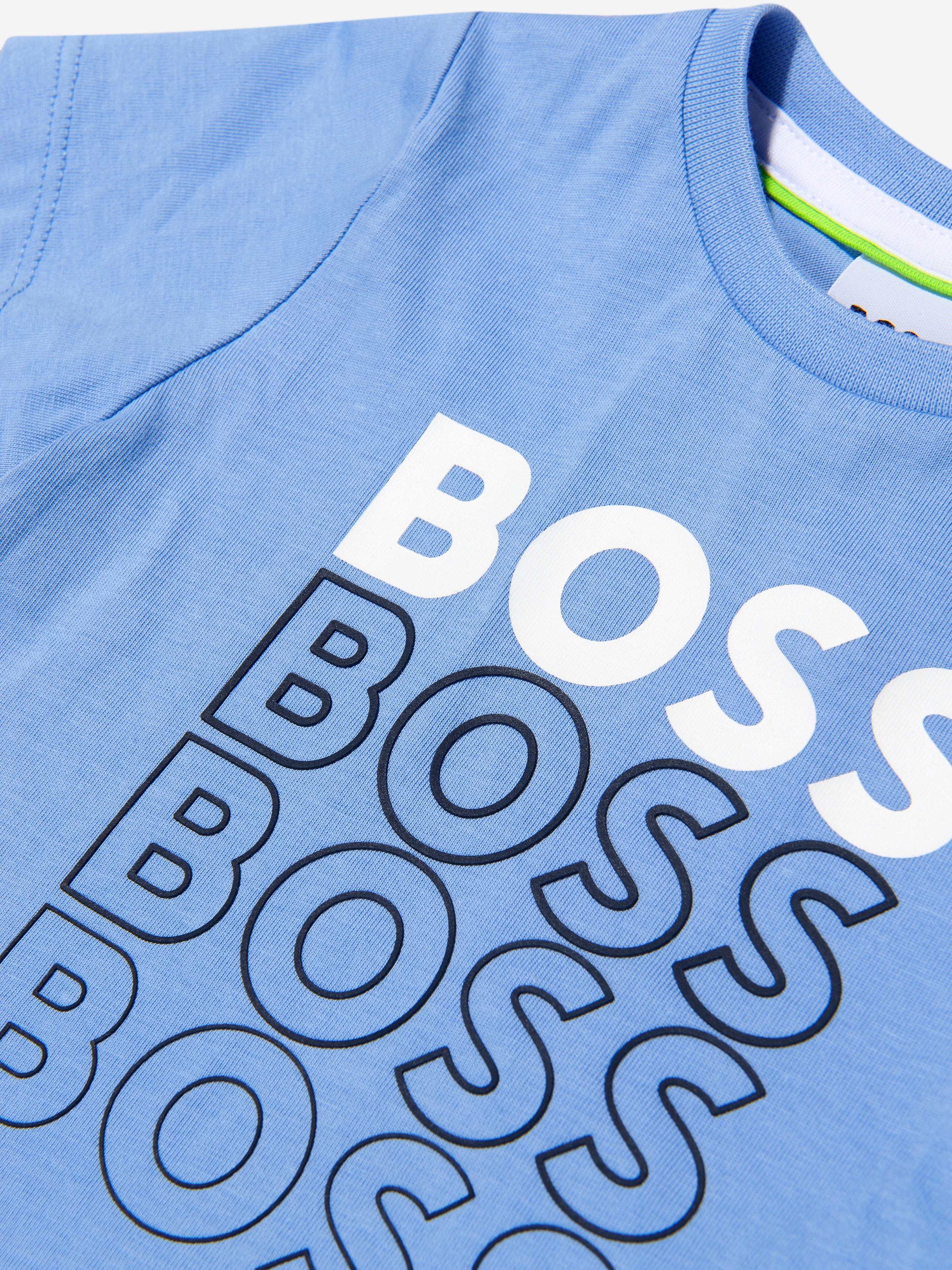 BOSS Baby Boys Gradient Logo T-Shirt In Blue