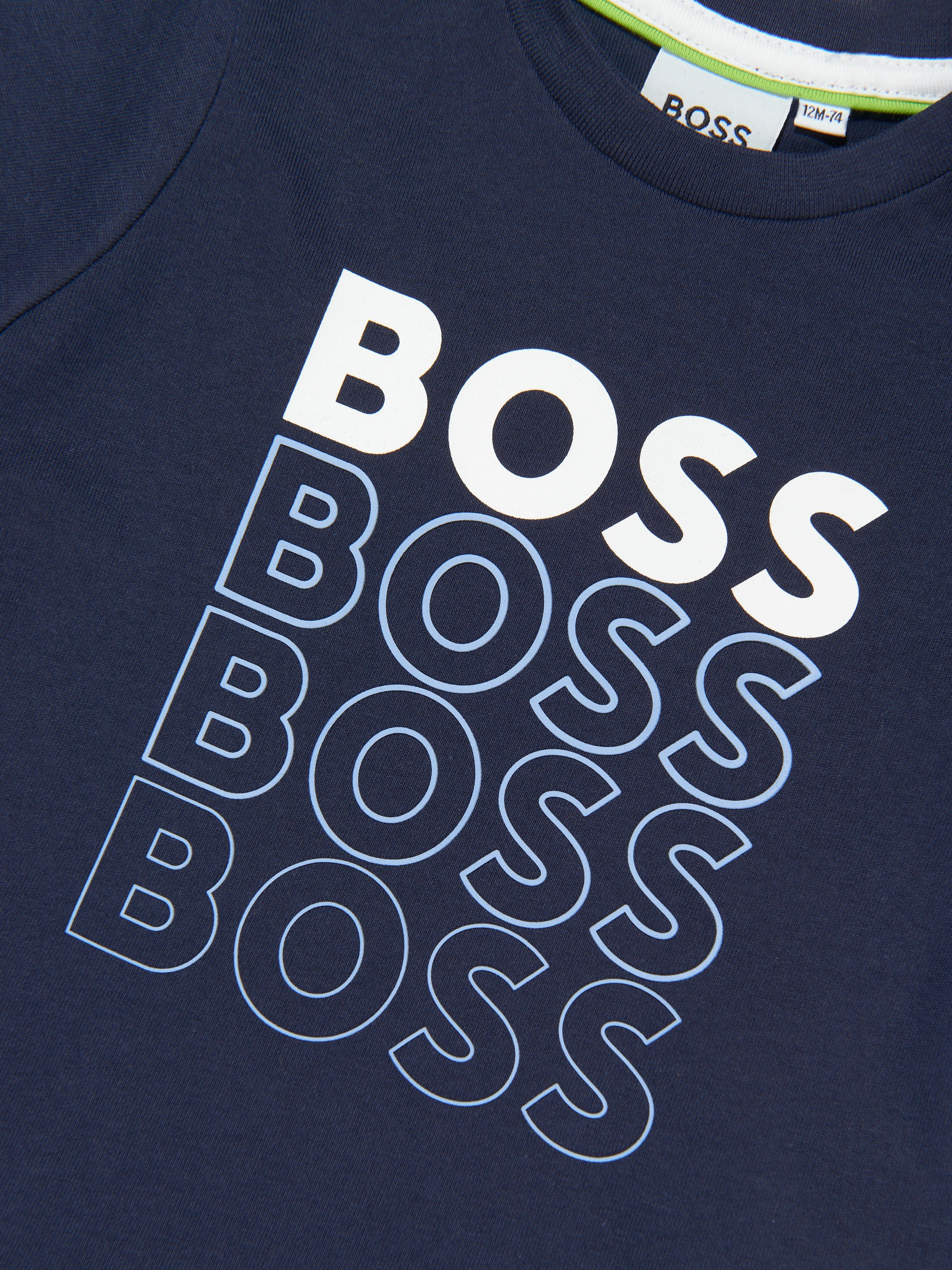 BOSS Baby Boys Gradient Logo T-Shirt In Navy