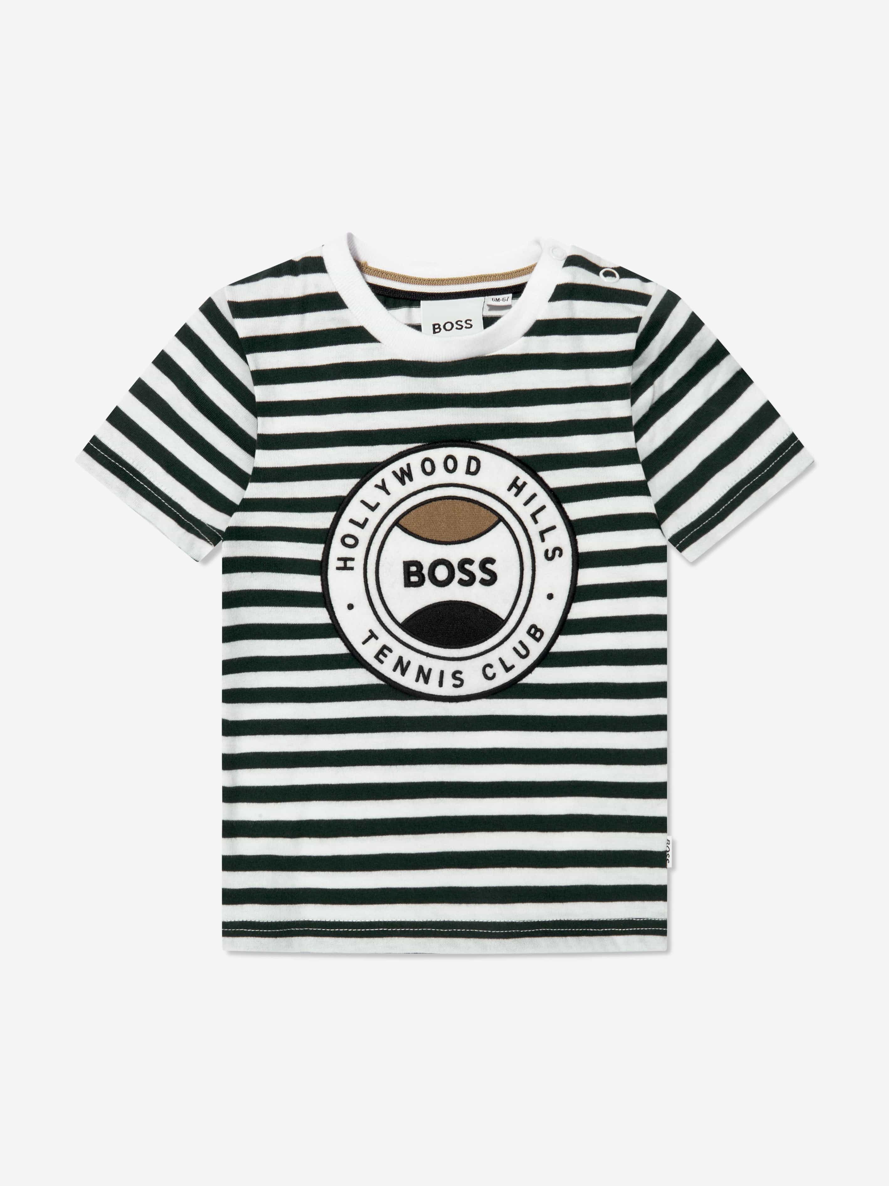 BOSS Baby Boys Striped Tennis T-Shirt In Green