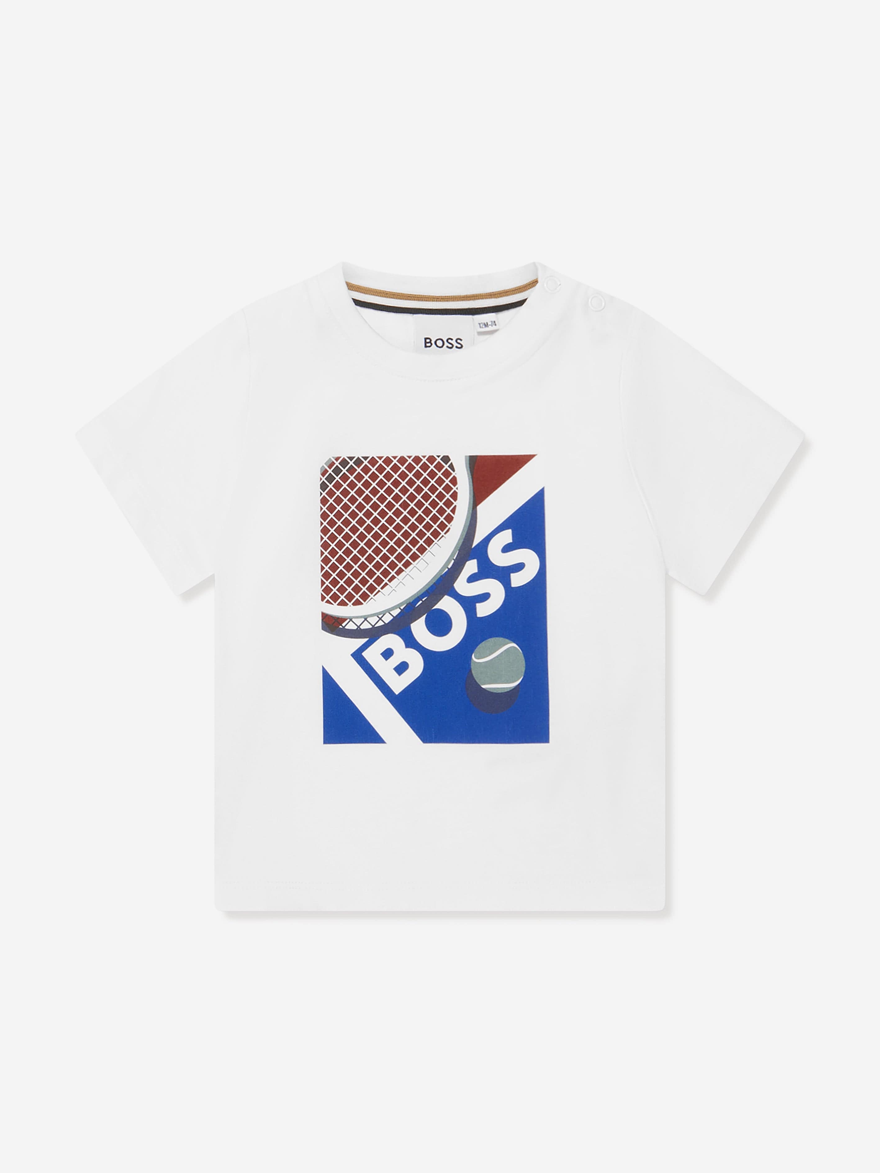 BOSS Baby Boys Tennis Logo T-Shirt In White