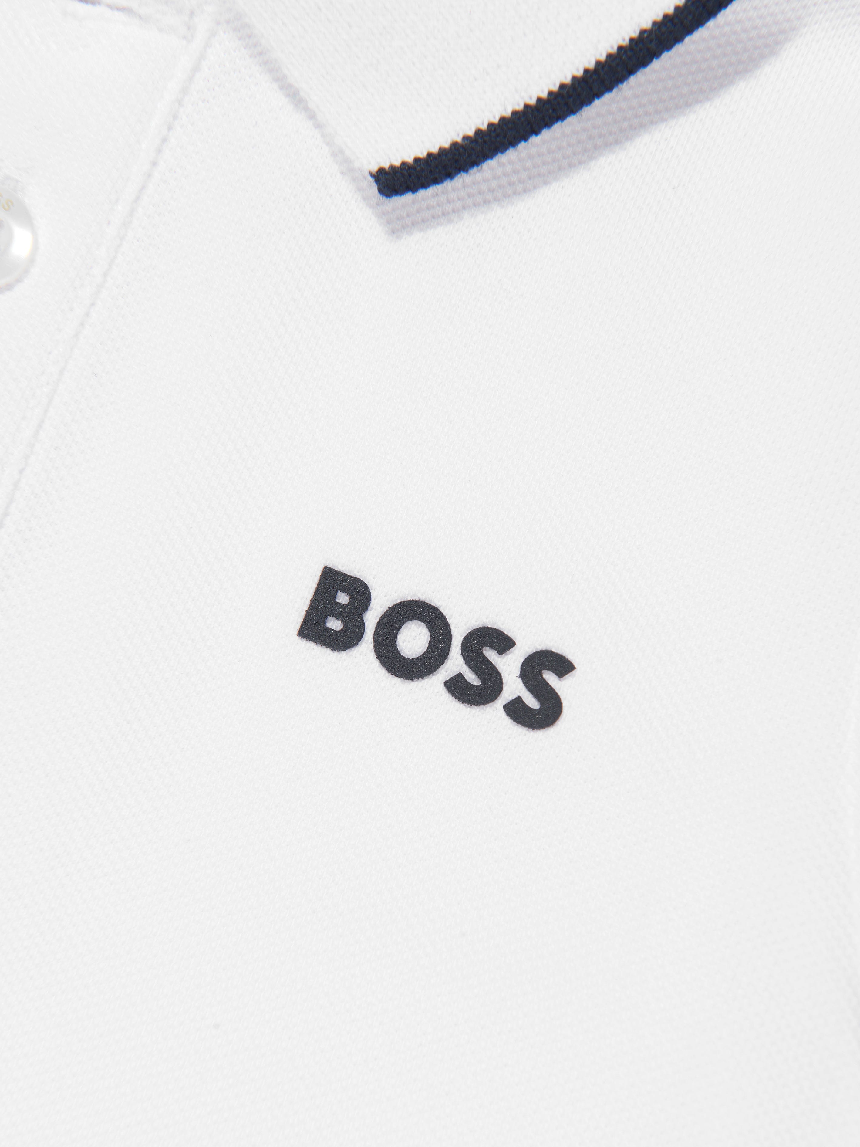 BOSS Baby Boys Logo Polo Shirt in White