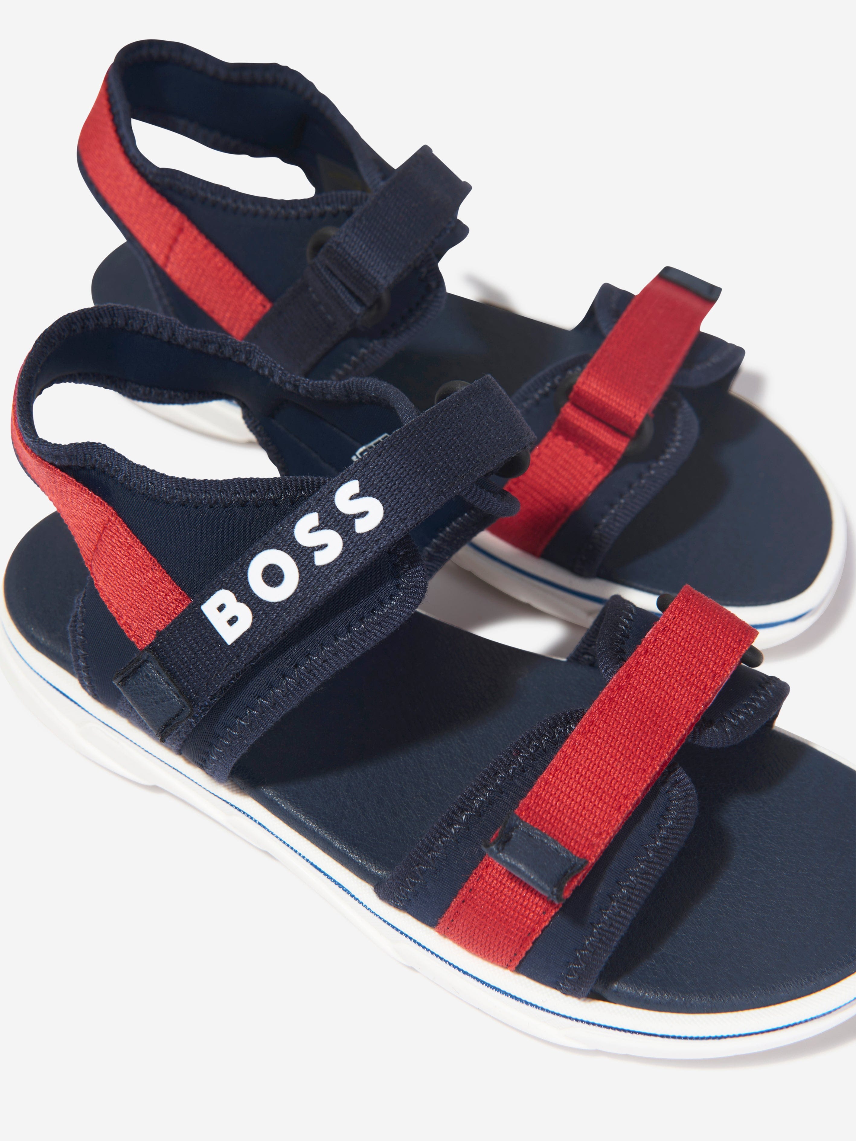 BOSS Boys Logo Strap Sandals In Navy