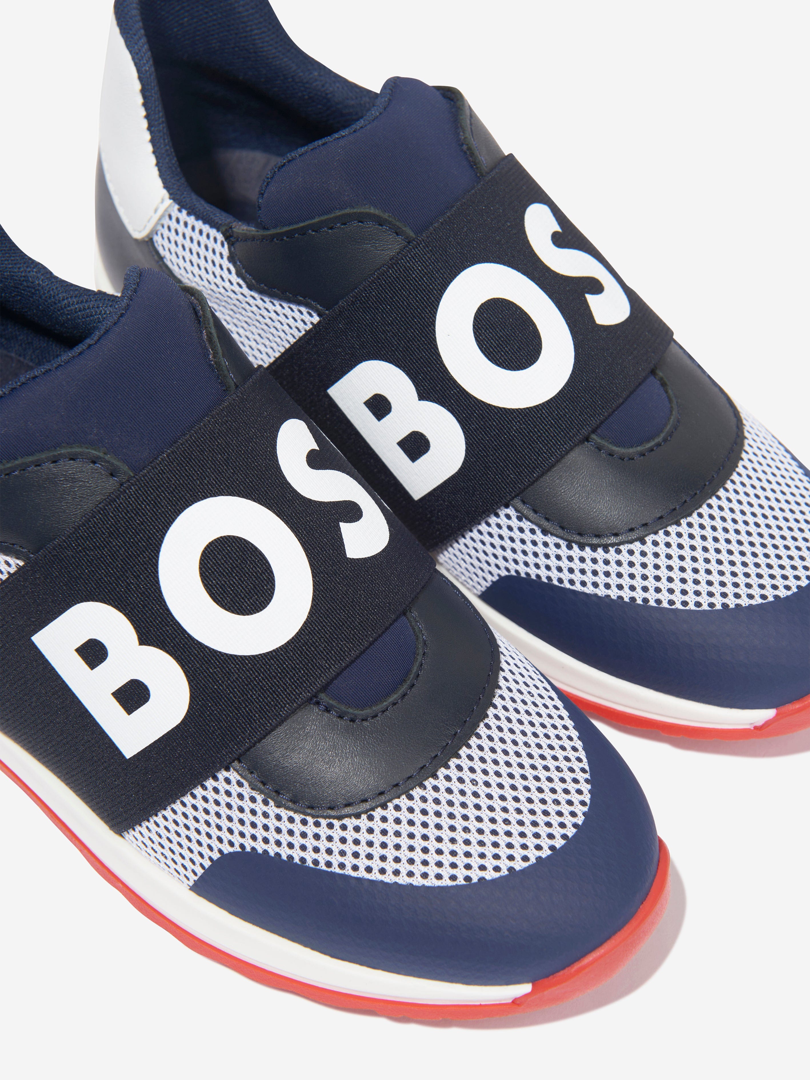 BOSS Boys Logo Trainers In Navy