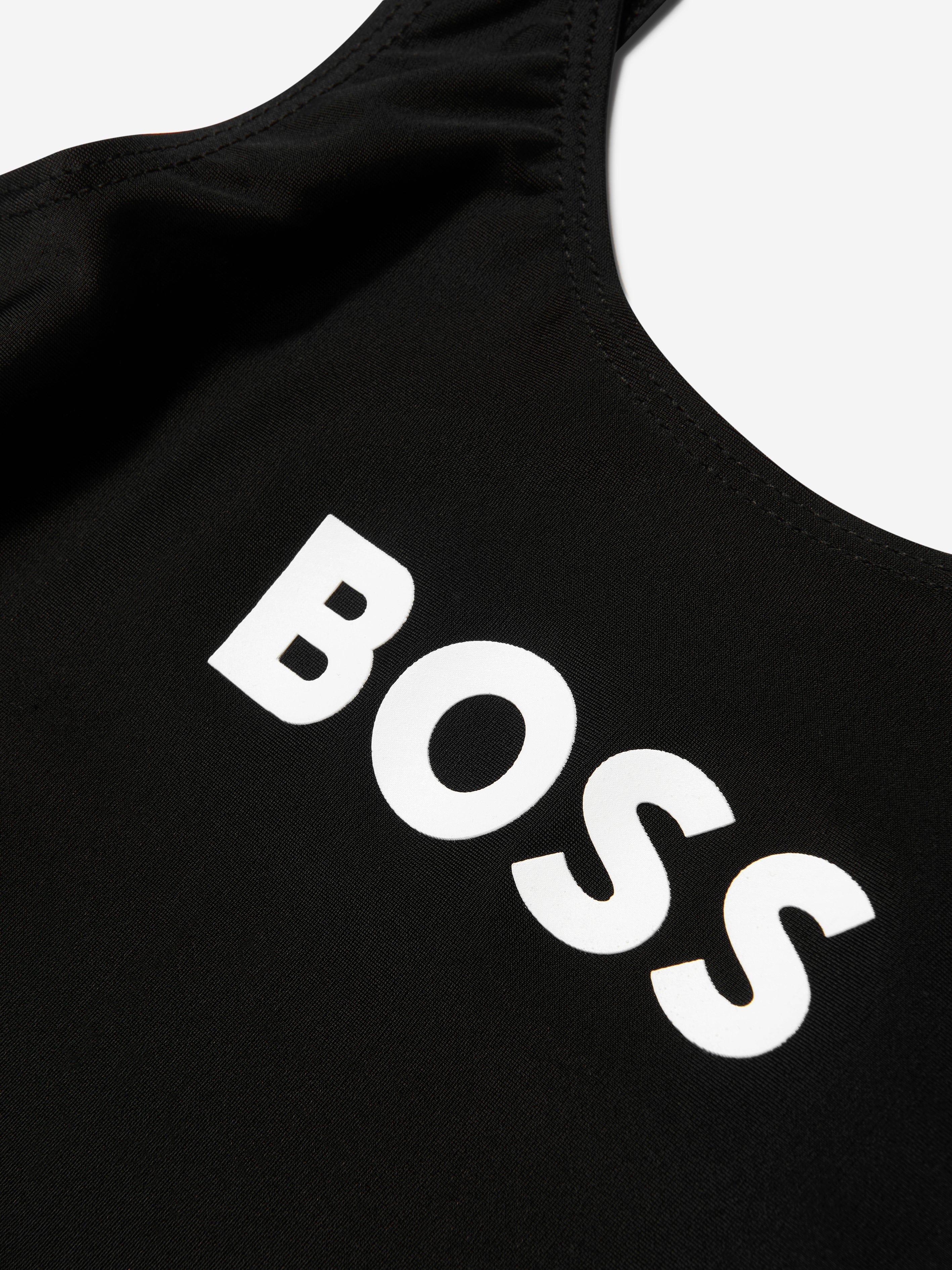 BOSS Girls Logo Swimming Costume In Black