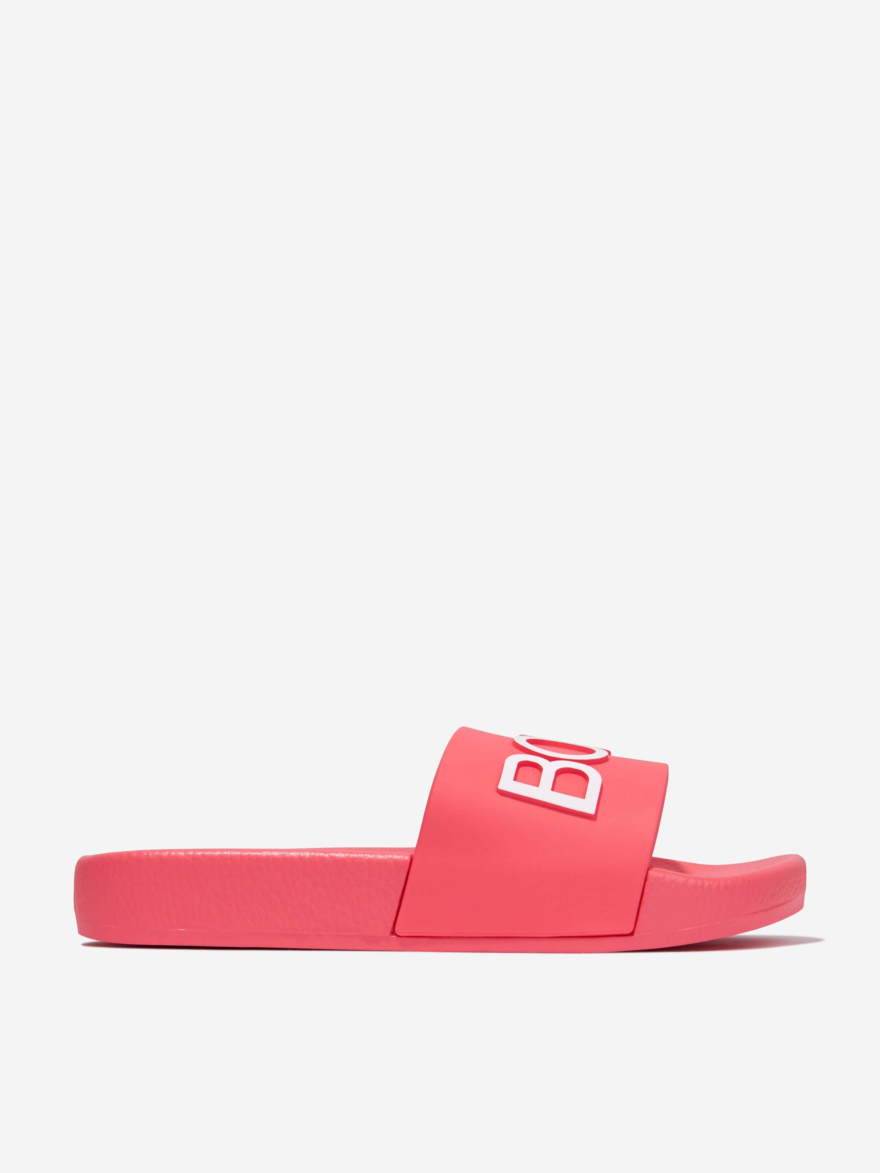 BOSS Girls Logo Sliders In Red