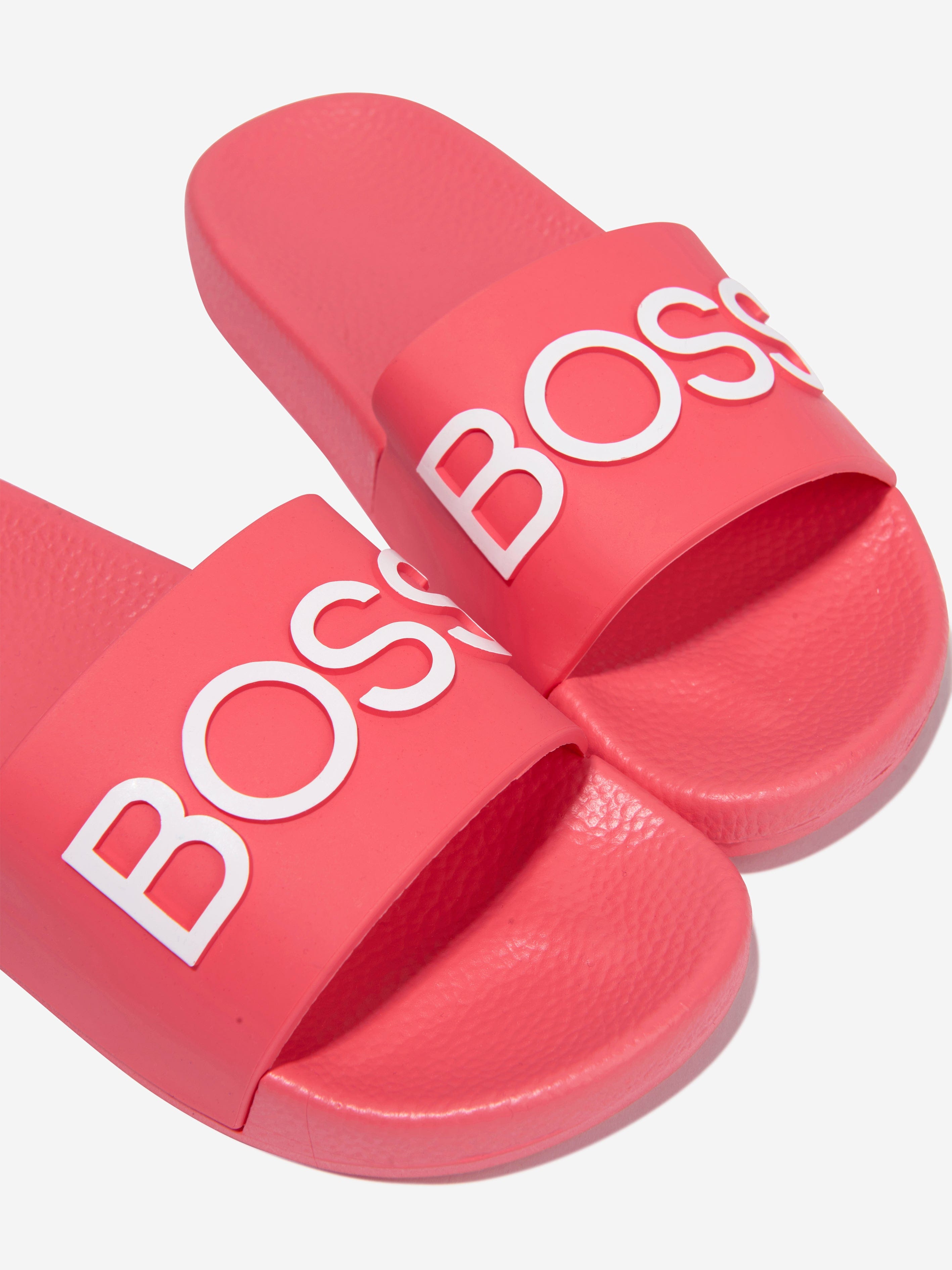 BOSS Girls Logo Sliders In Red