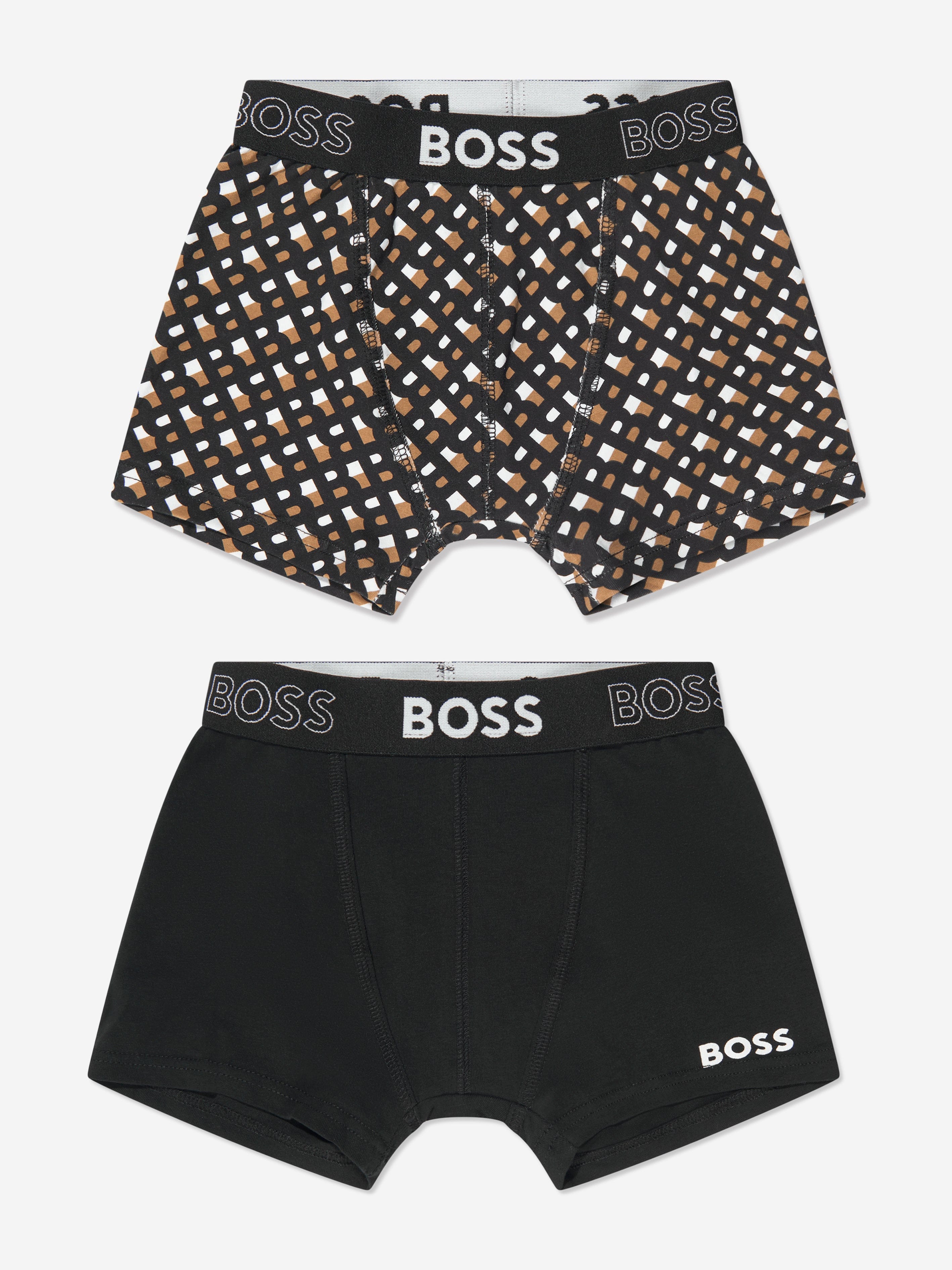 BOSS Boys Boxer Shorts Set (2 Pack) In Black