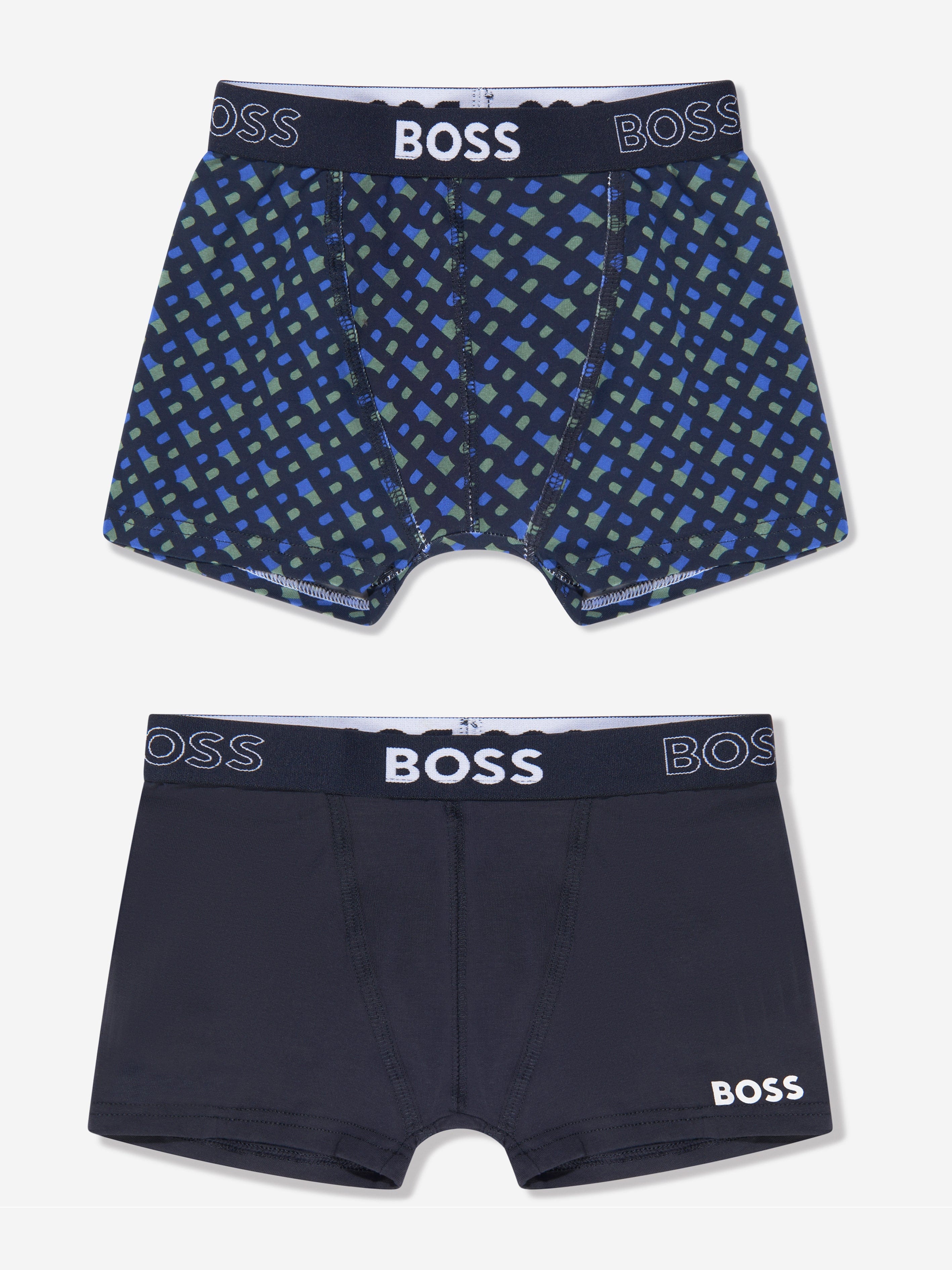 BOSS Boys Boxer Shorts Set (2 Pack) In Navy