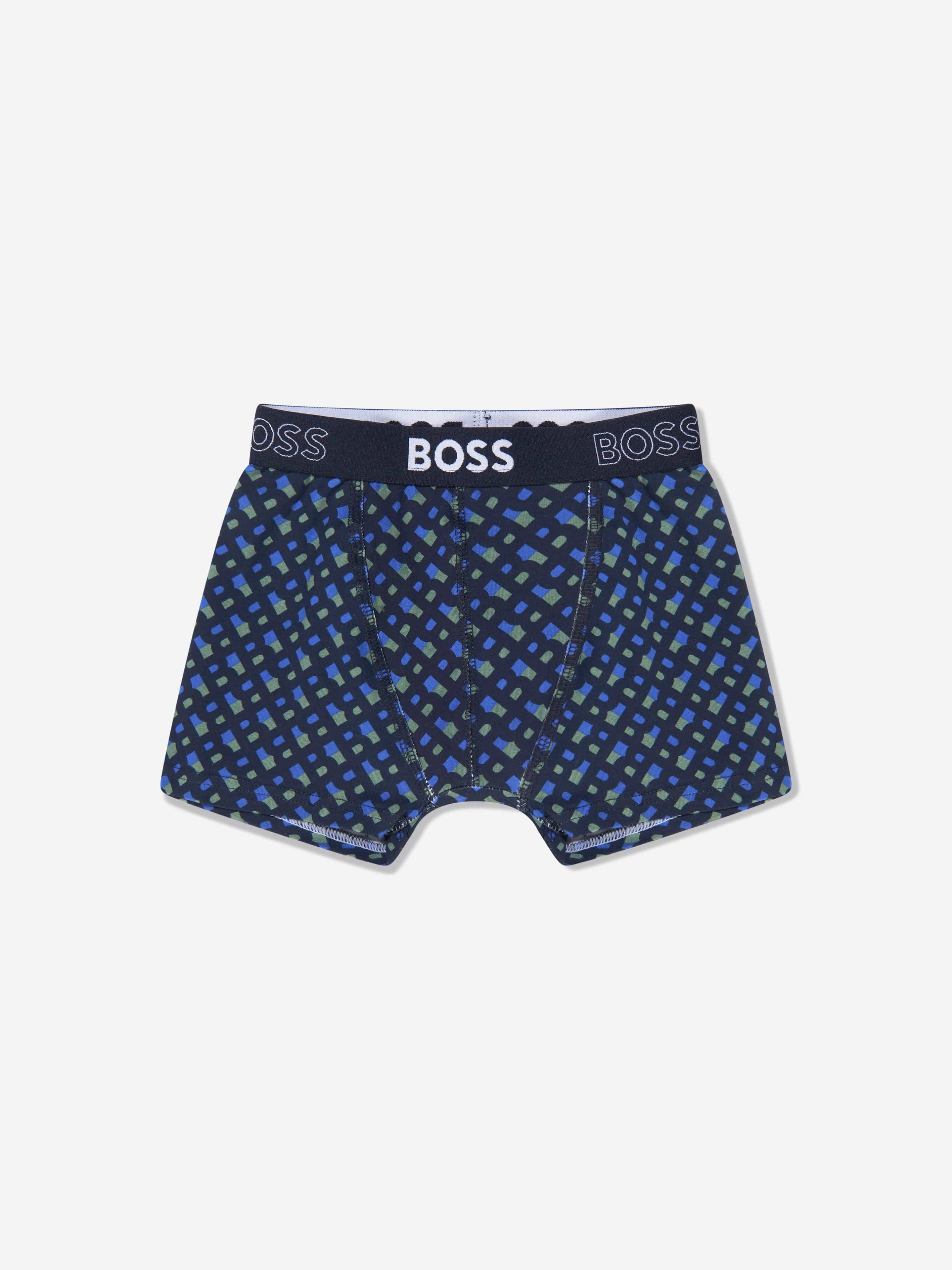 BOSS Boys Boxer Shorts Set (2 Pack) In Navy