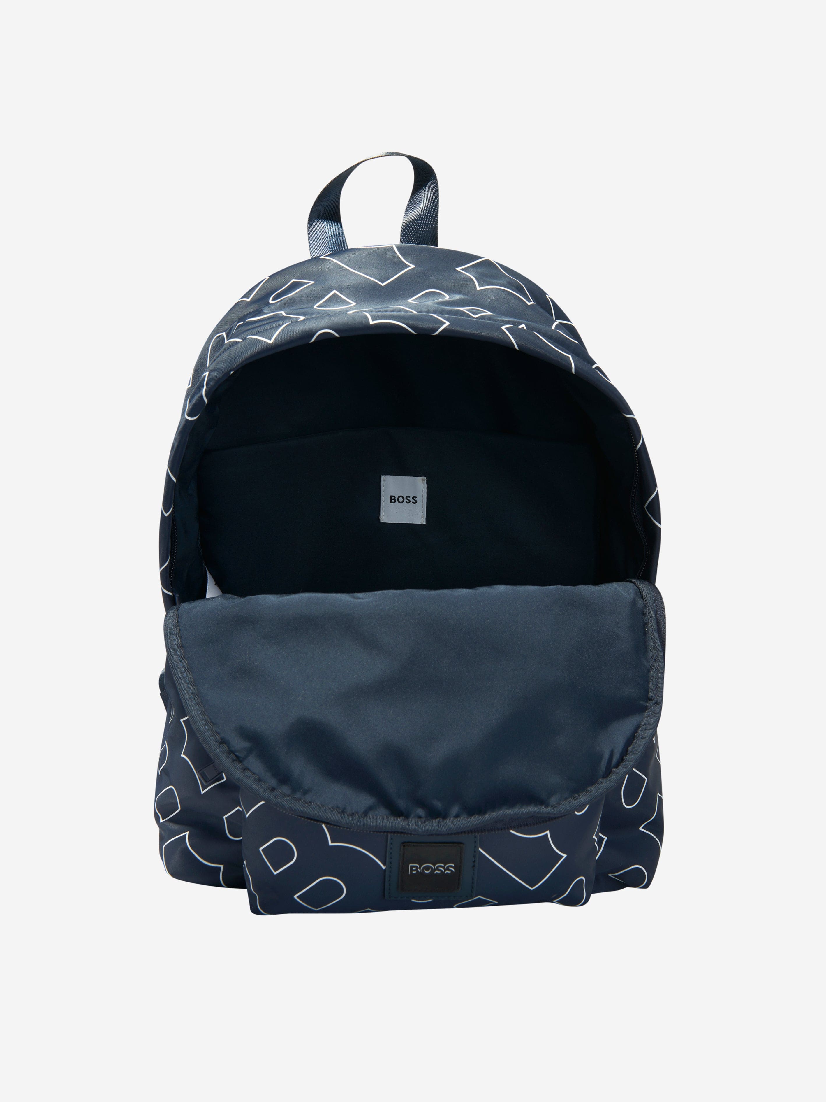 BOSS Kids Monogram Backpack In Navy