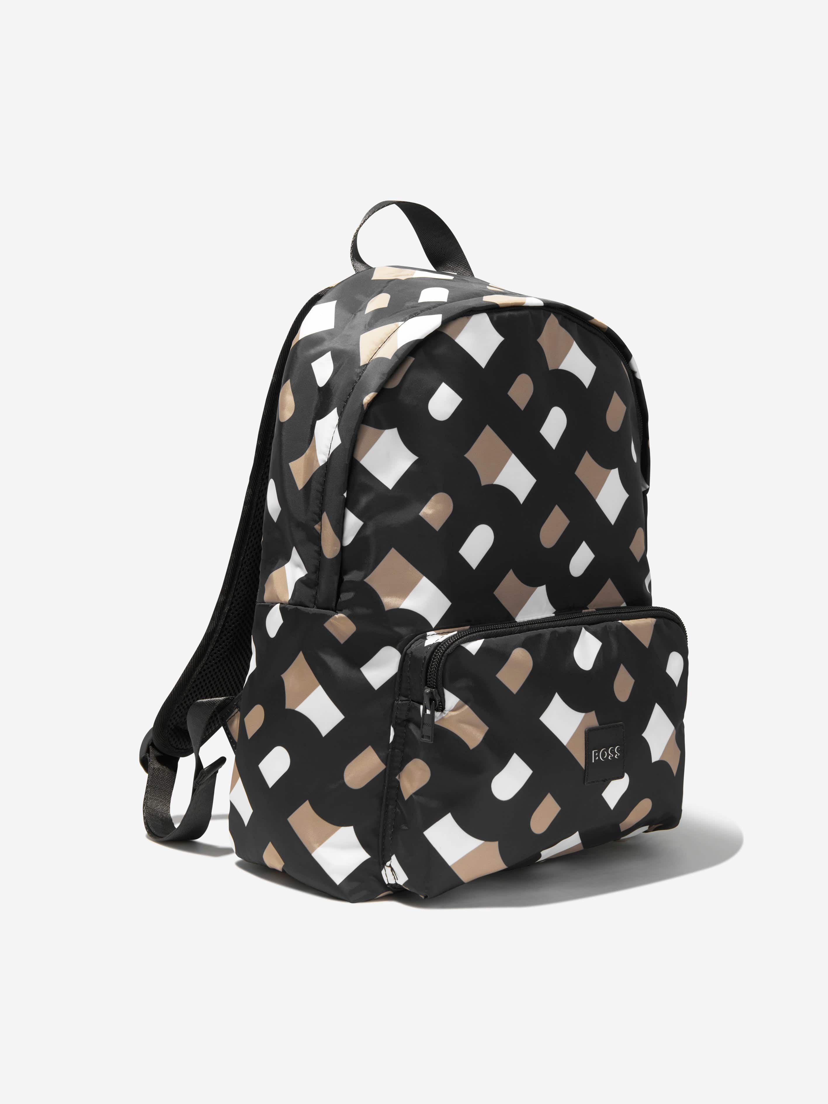 BOSS Kids Monogram Backpack In Brown