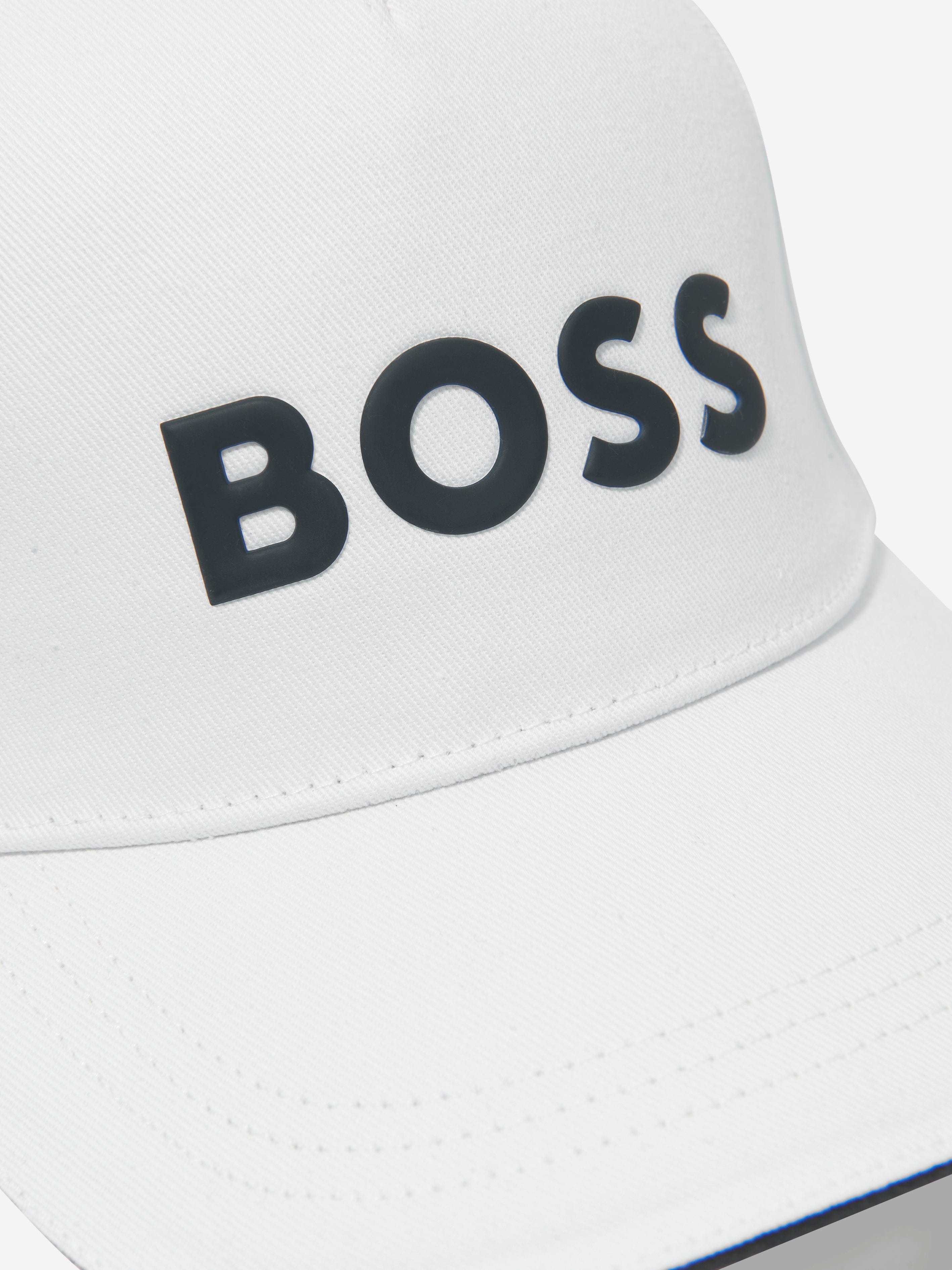 BOSS Boys Logo Cap In White