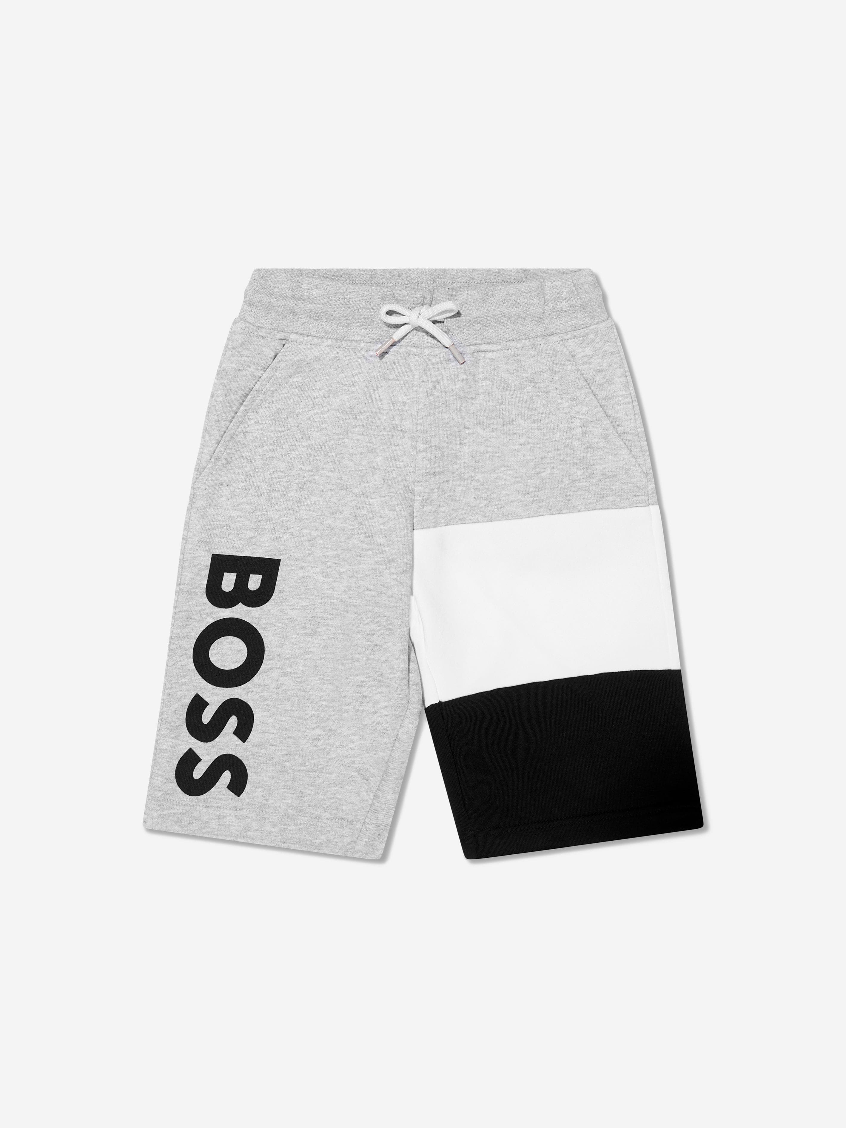 BOSS Boys Logo Bermuda Shorts In Grey