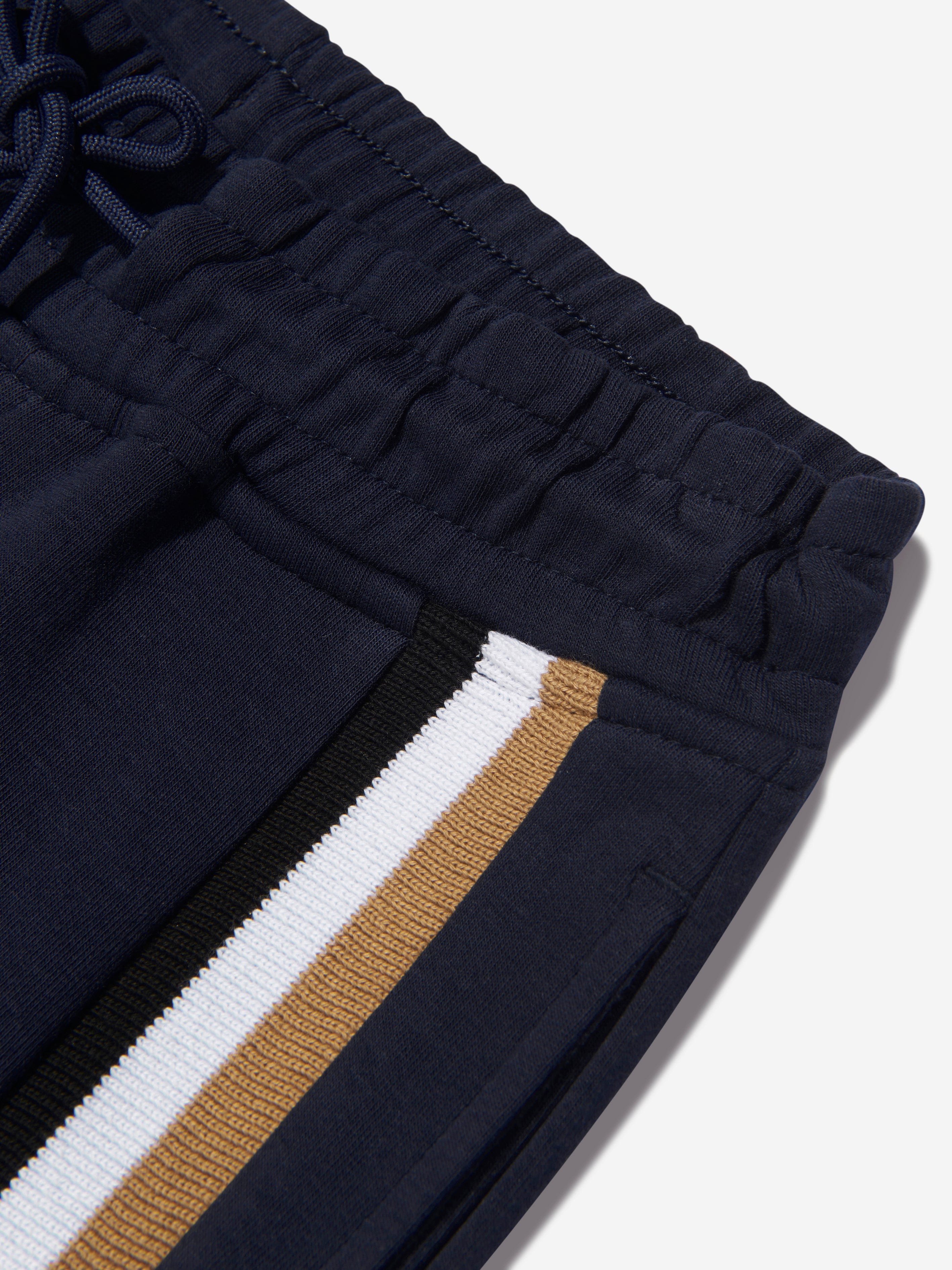 BOSS Boys Logo Stripe Joggers In Navy