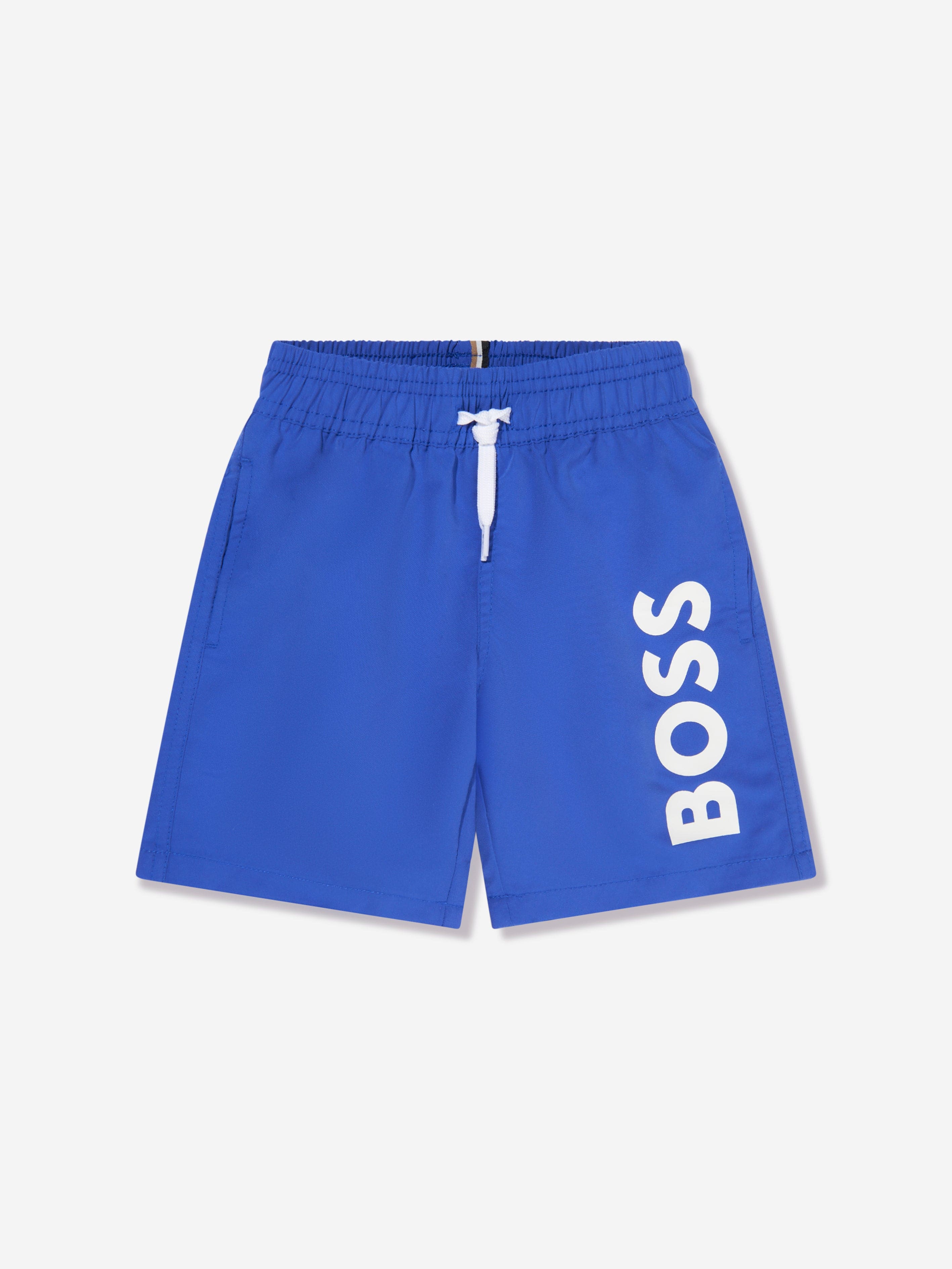 BOSS Boys Logo Swim Shorts In Blue