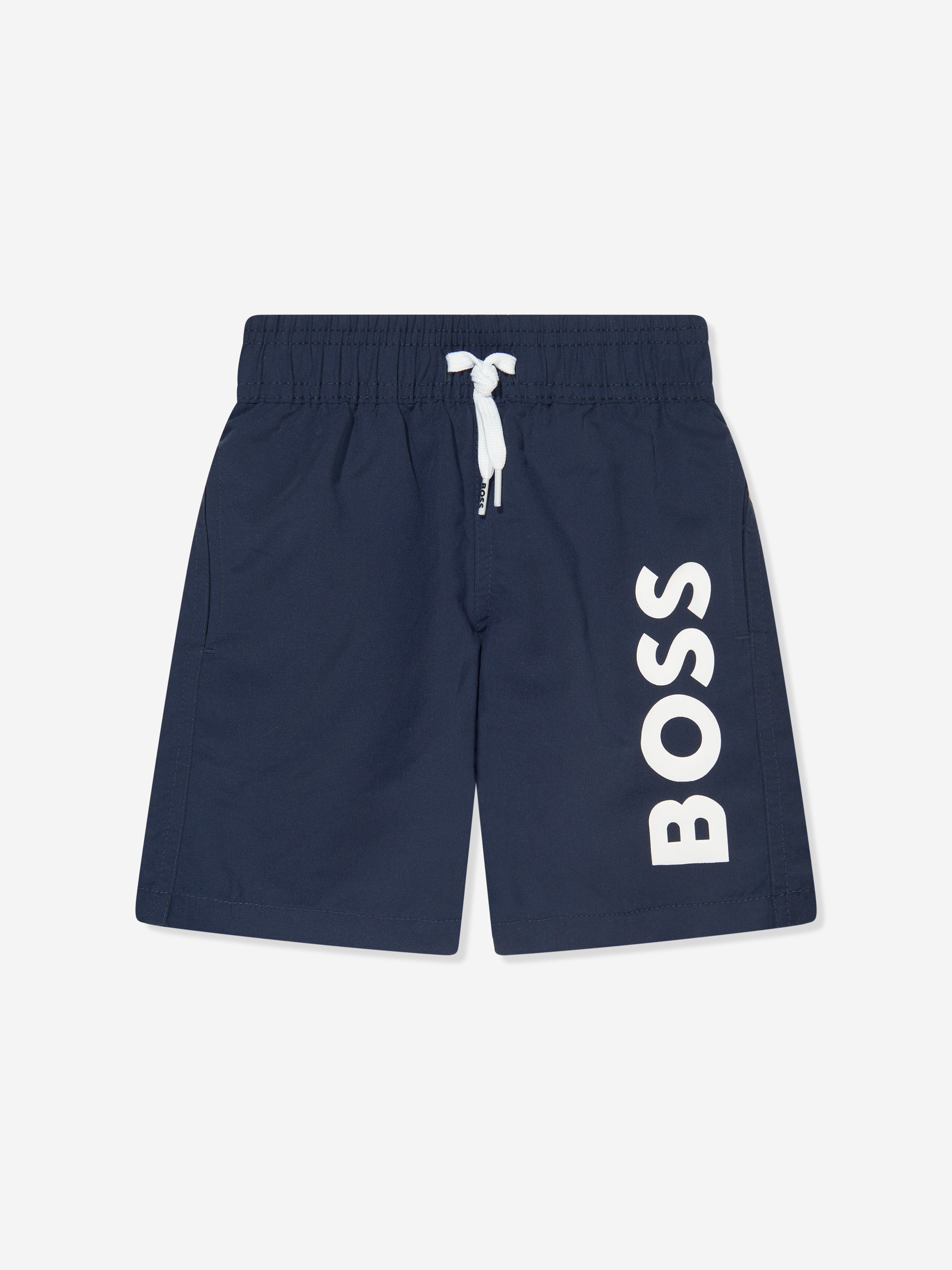 BOSS Boys Logo Swim Shorts In Navy