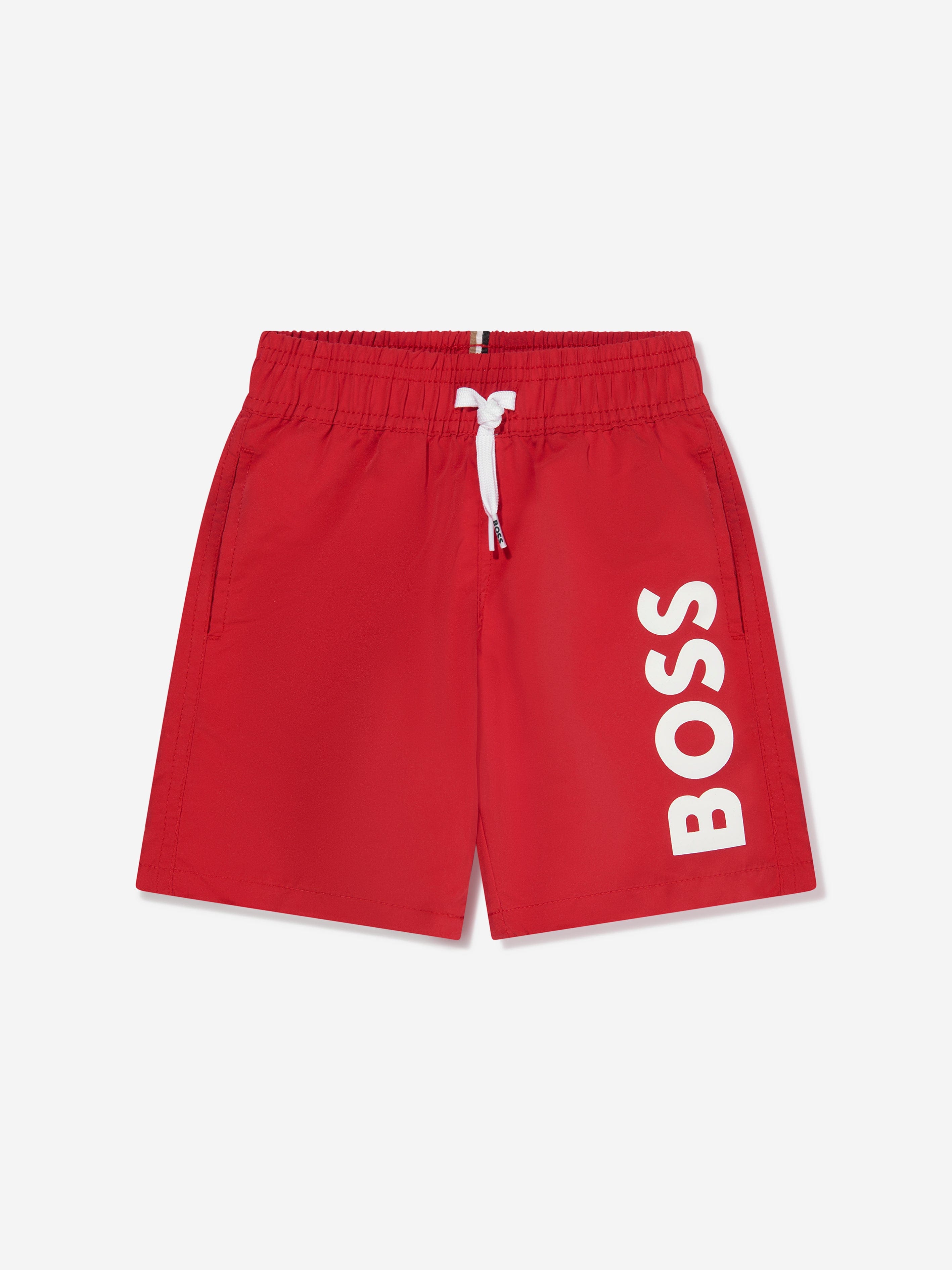 BOSS Boys Logo Swim Shorts In Red