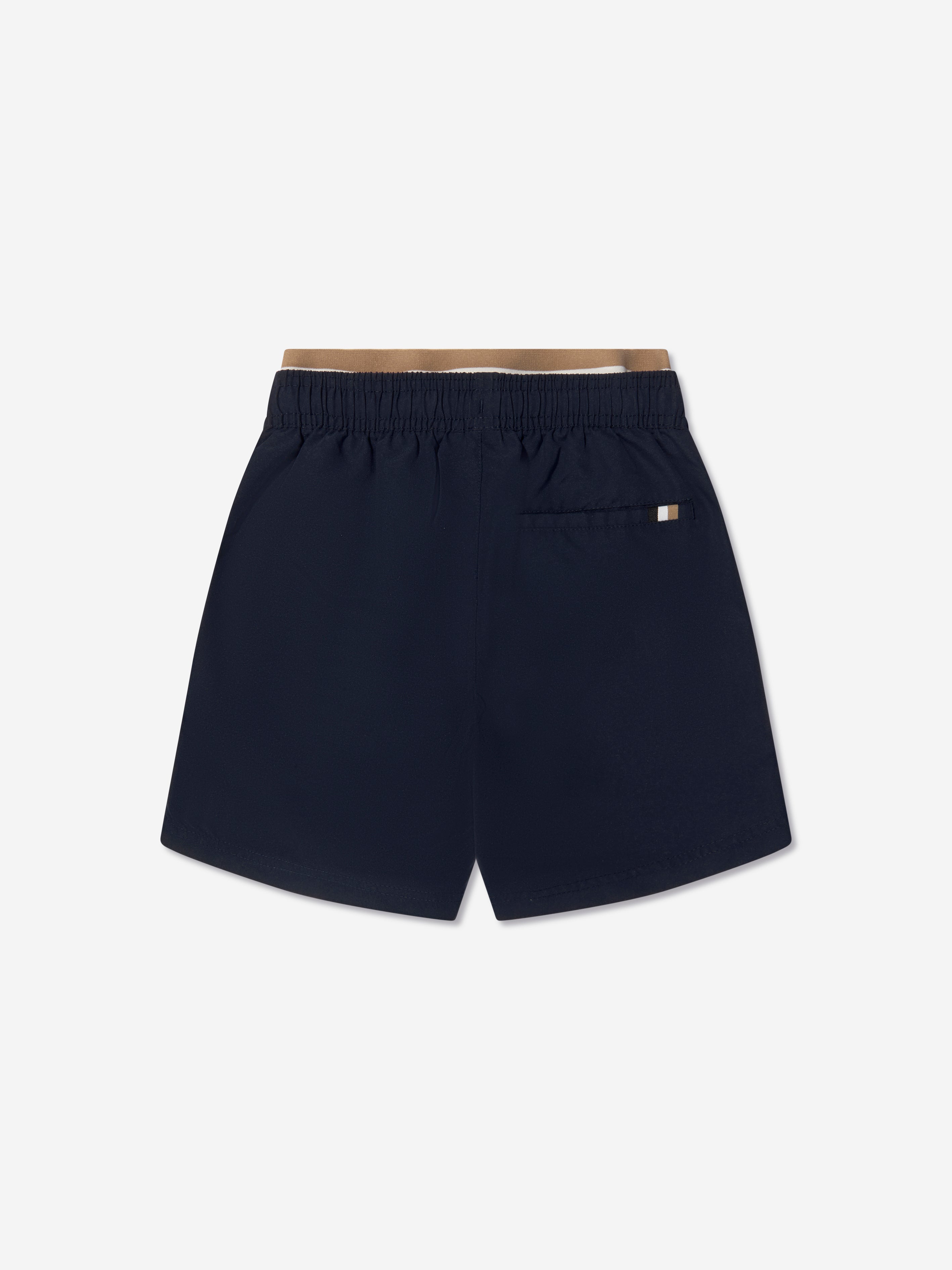 BOSS Boys Logo Swim Shorts In Navy