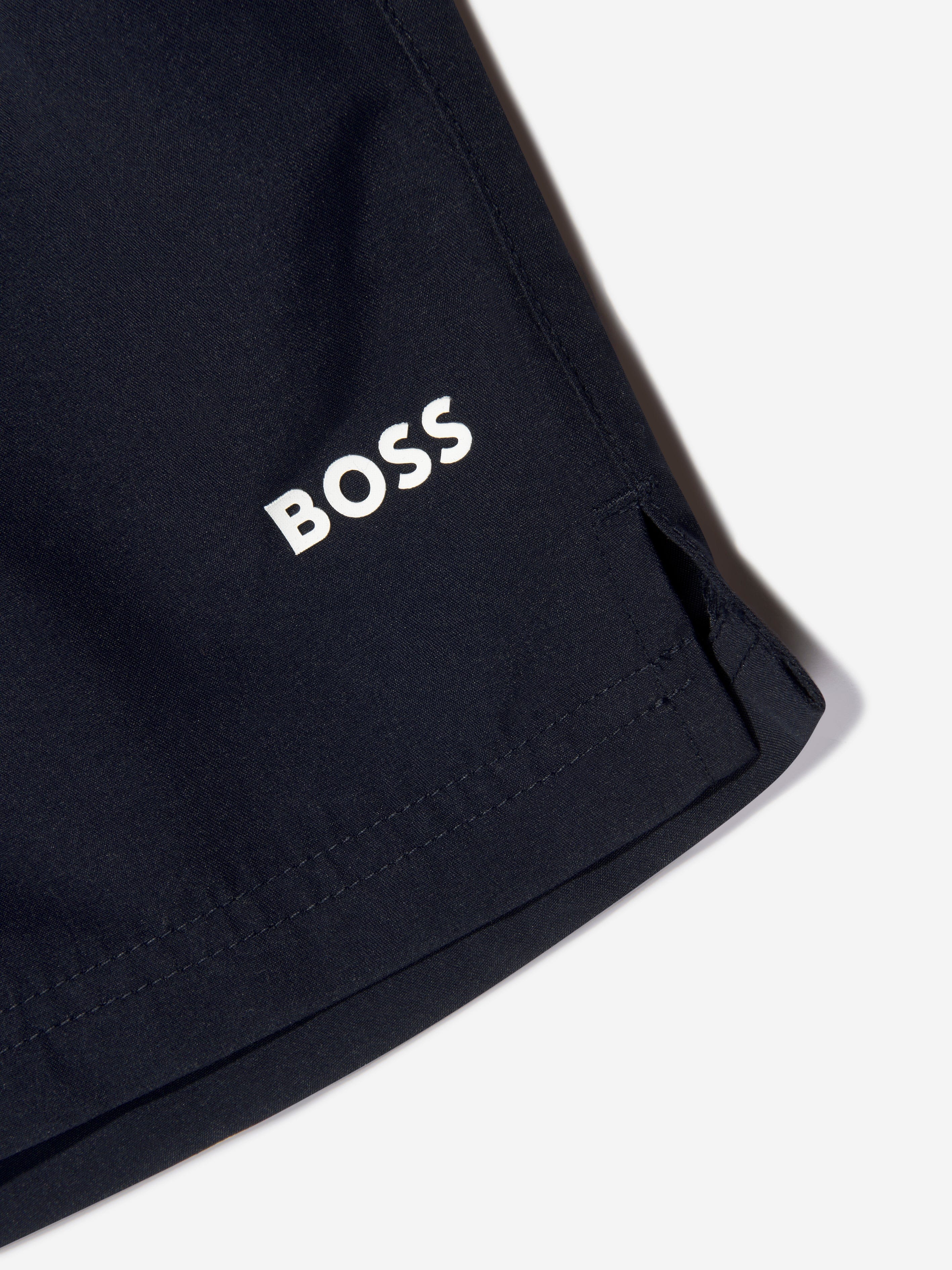 BOSS Boys Logo Swim Shorts In Navy