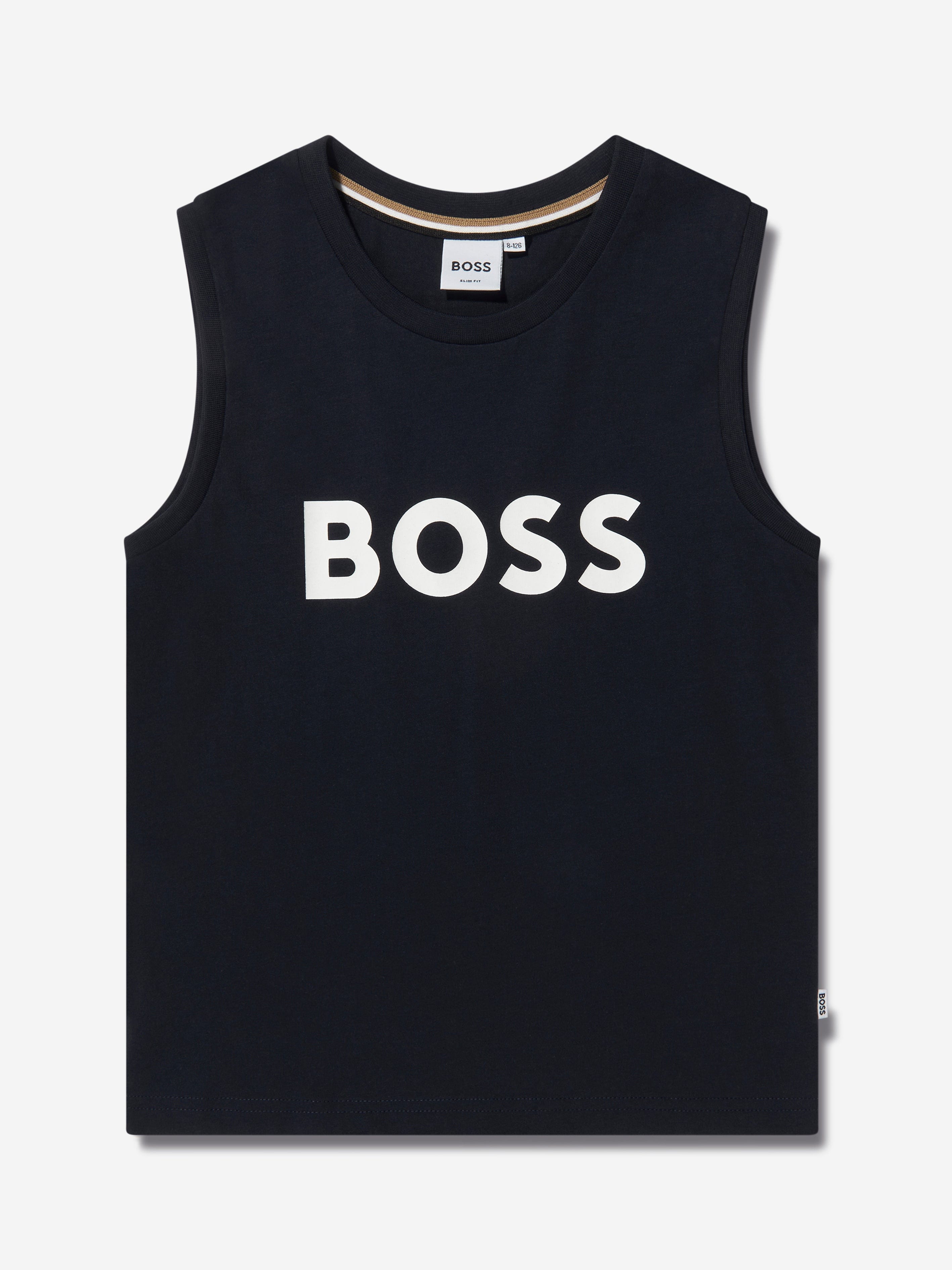 BOSS Boys Logo Tank Top In Navy