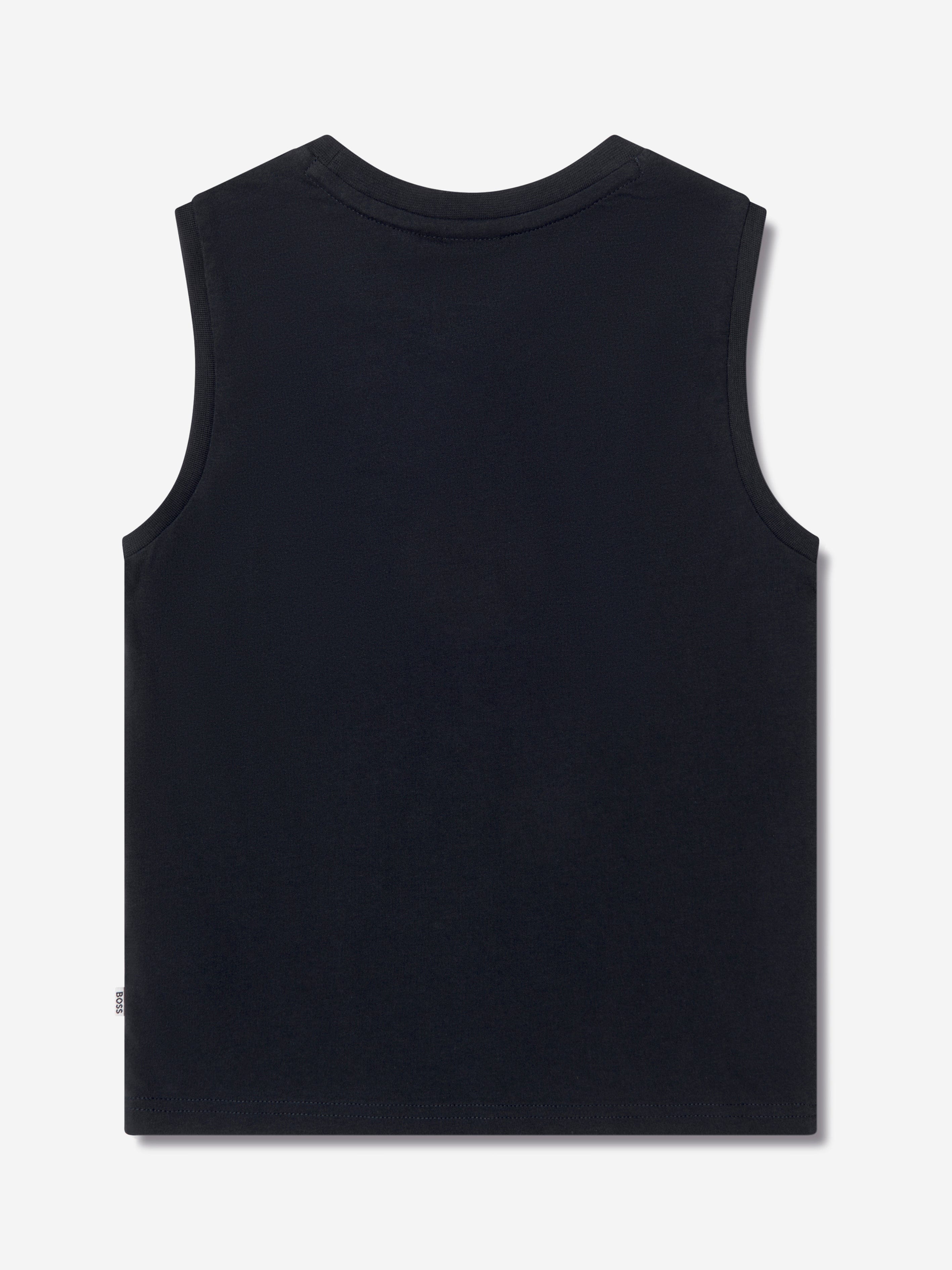 BOSS Boys Logo Tank Top In Navy