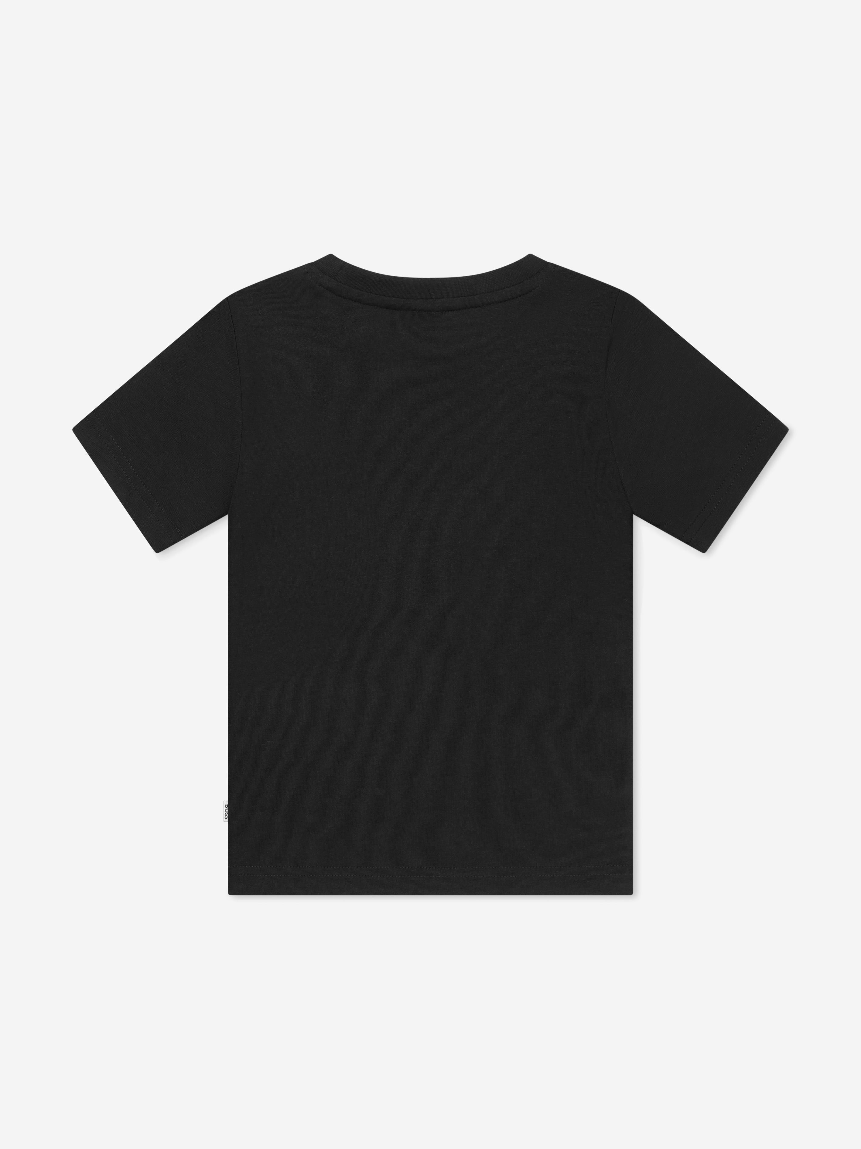 BOSS Boys Logo Print T-Shirt In Black