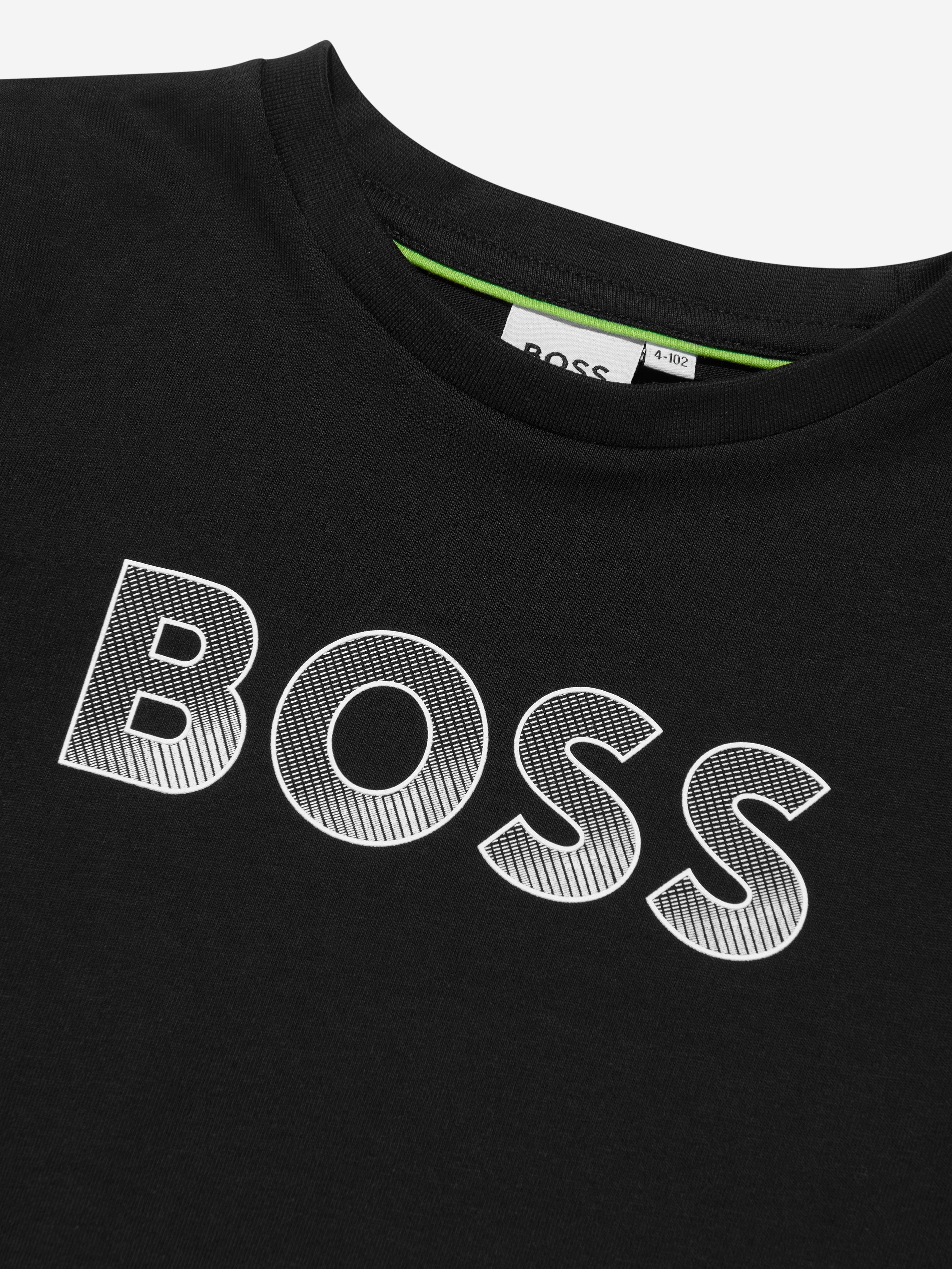 BOSS Boys Logo Print T-Shirt In Black