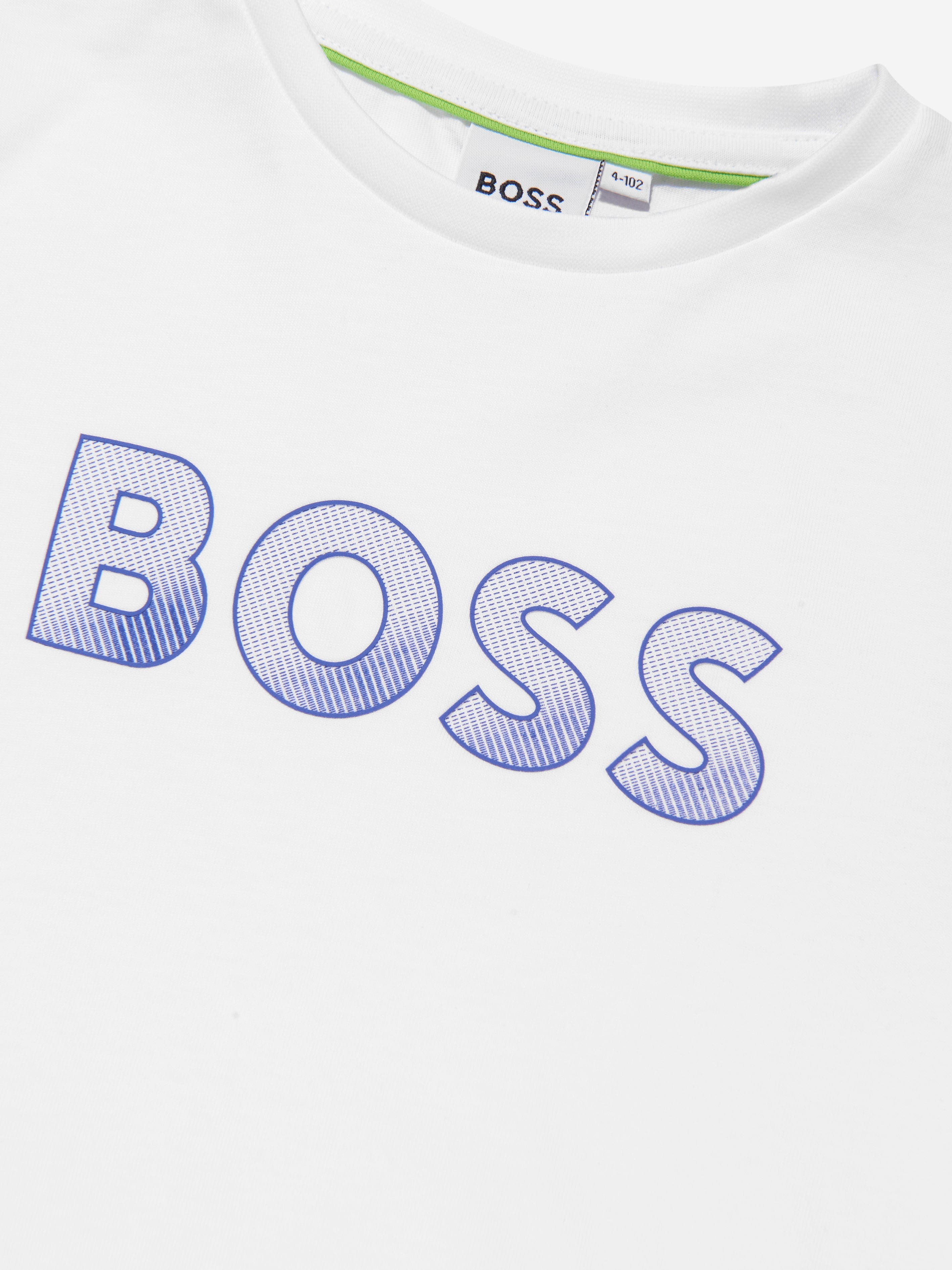 BOSS Boys Logo Print T-Shirt In Black