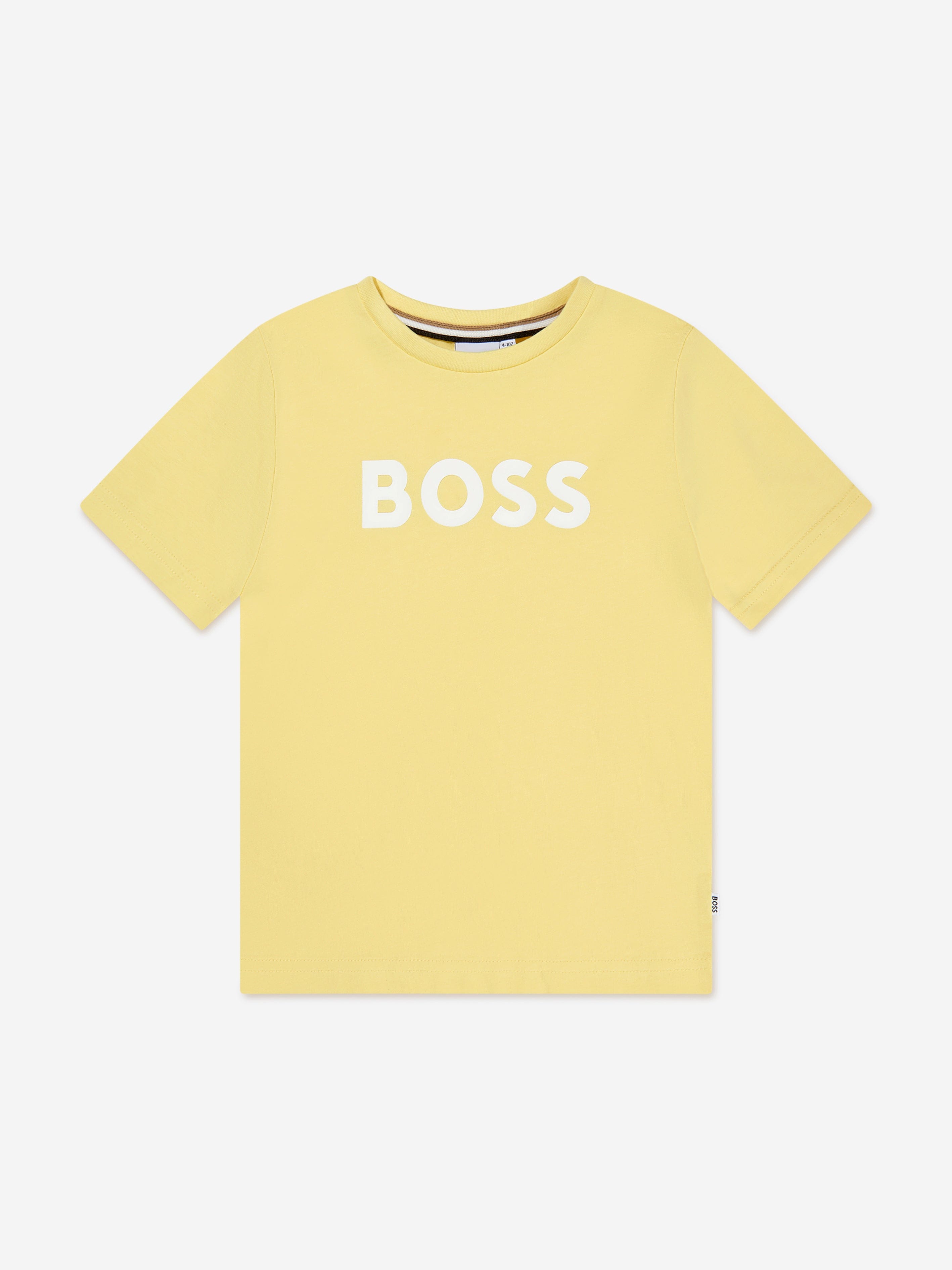 BOSS Boys Logo Print T-Shirt In Yellow