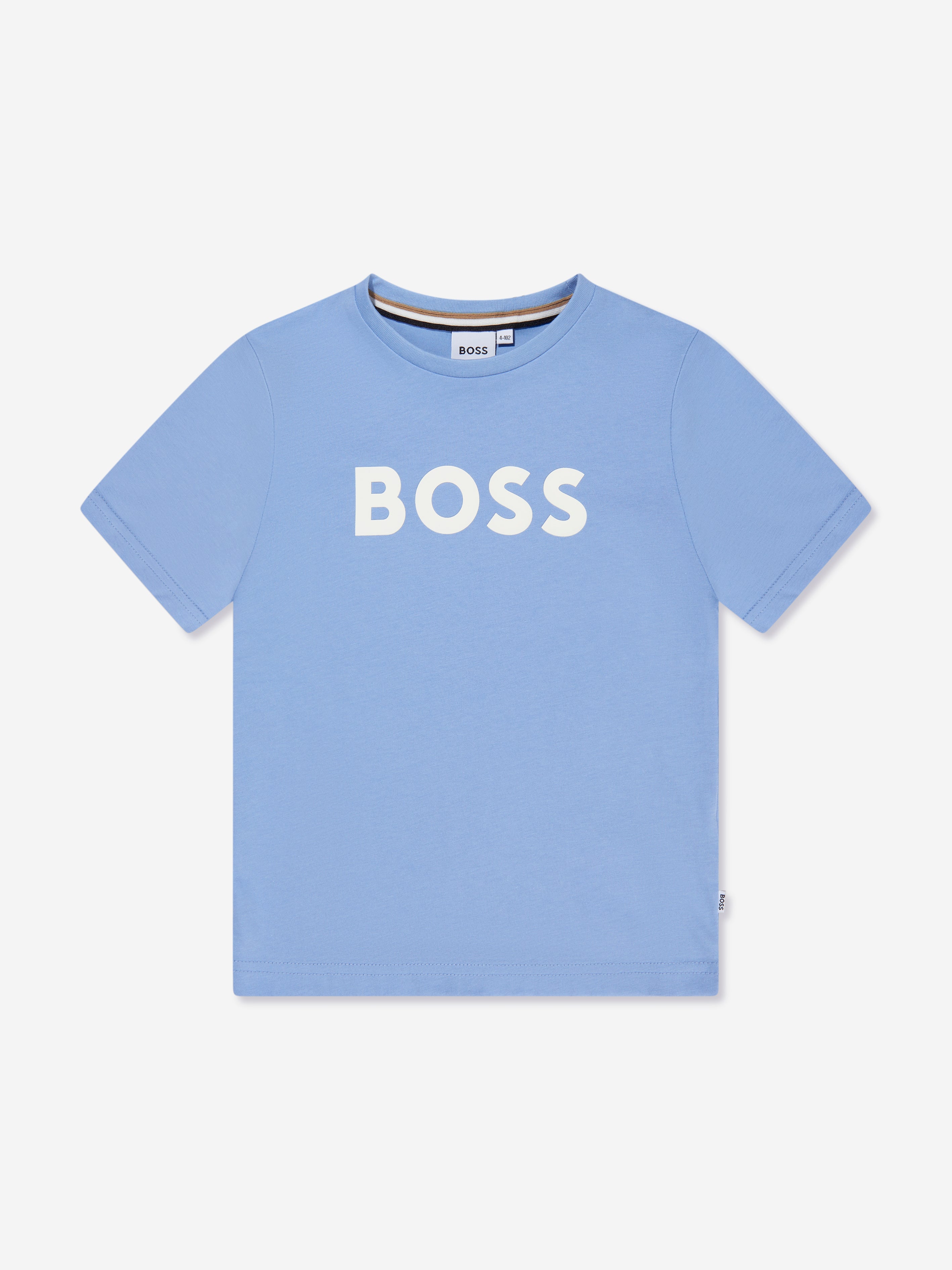 BOSS Boys Logo Print T-Shirt In Blue