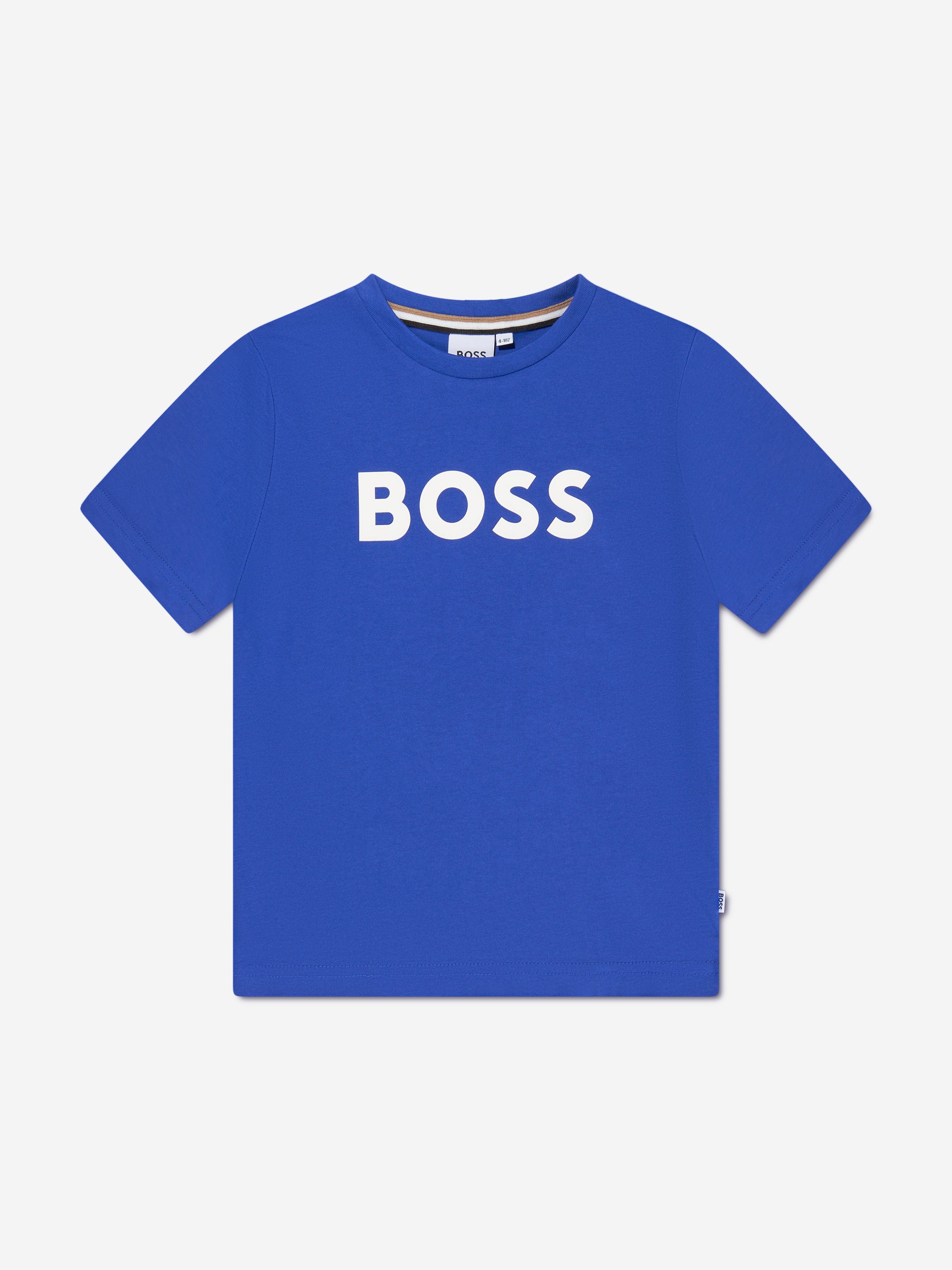 BOSS Boys Logo Print T-Shirt In Blue