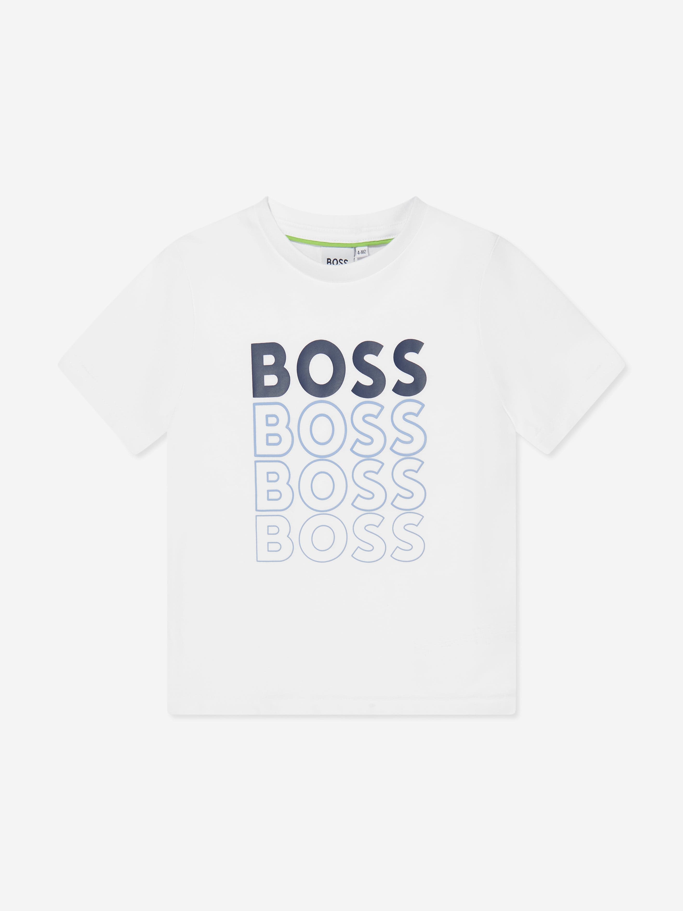 BOSS Boys Gradient Logo Print T-Shirt In Black