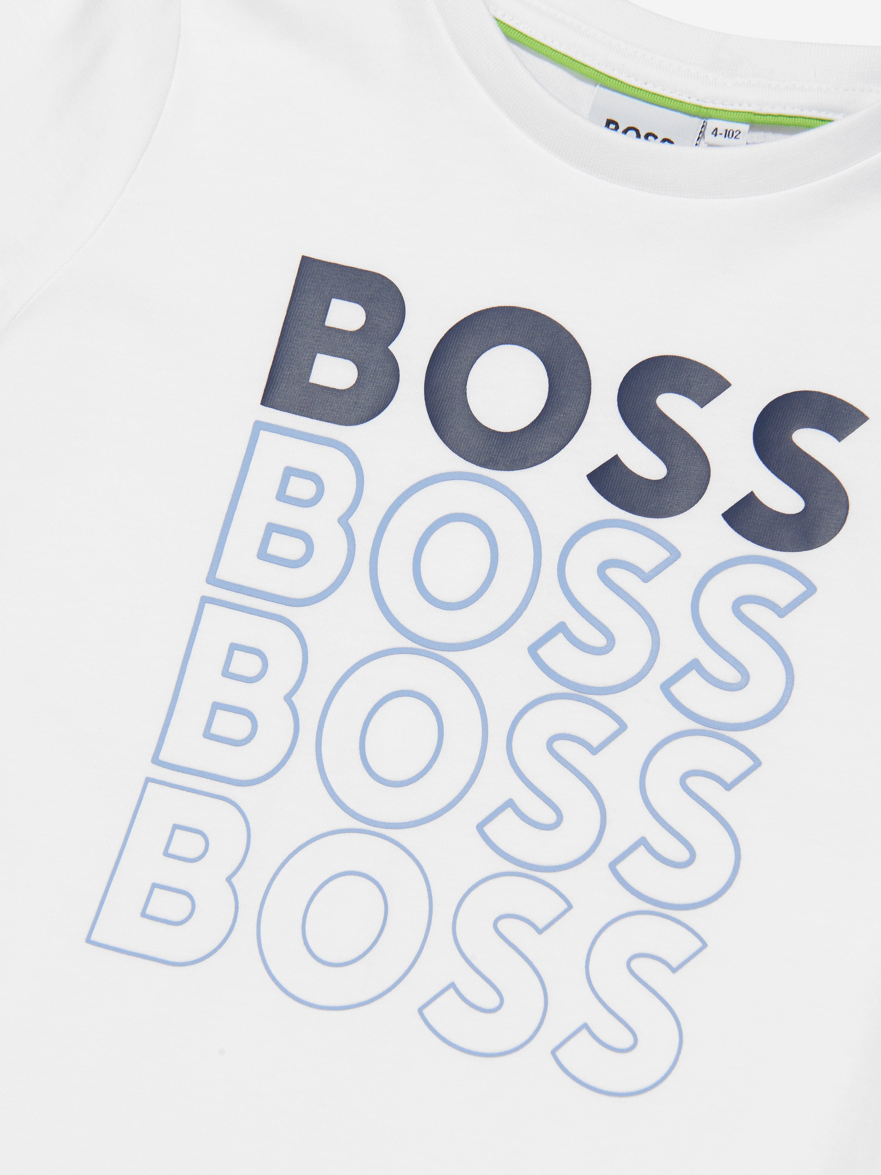 BOSS Boys Gradient Logo Print T-Shirt In Black