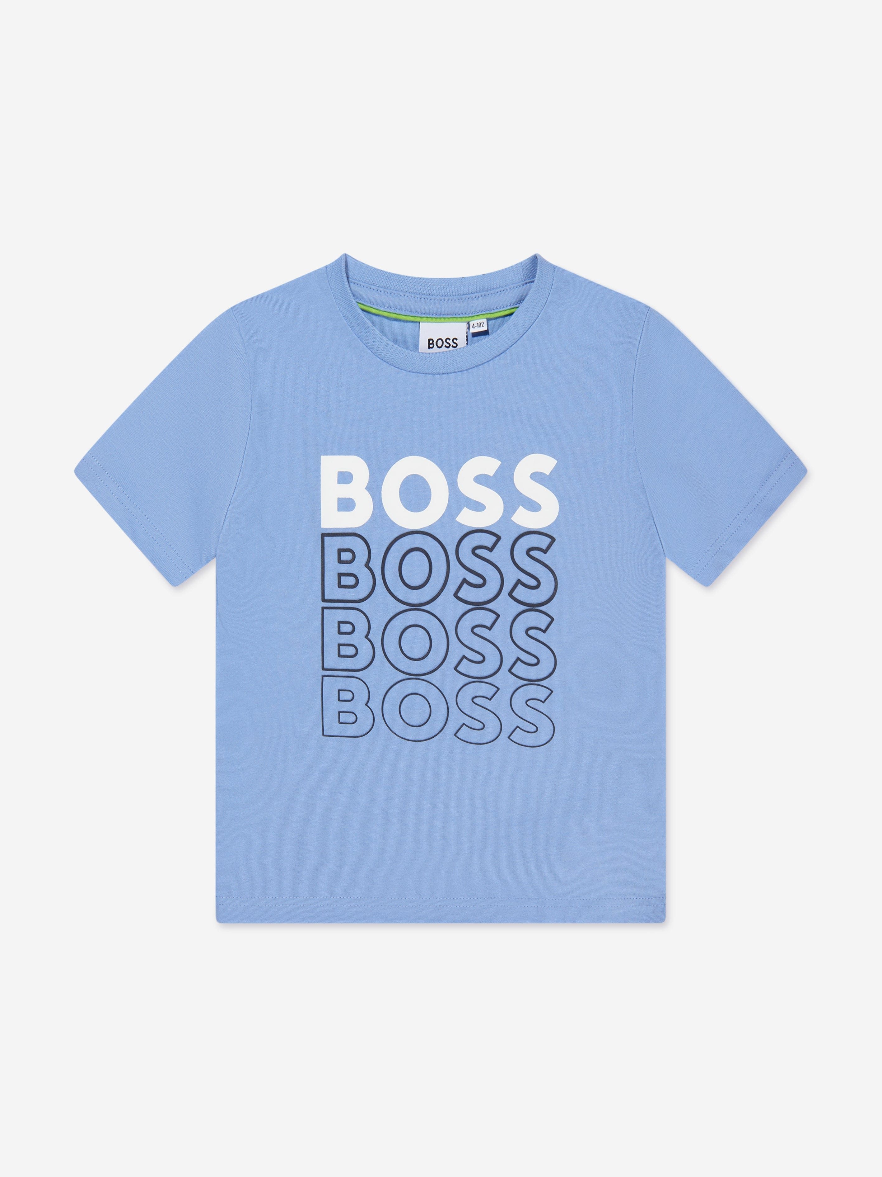 BOSS Boys Gradient Logo Print T-Shirt In Black