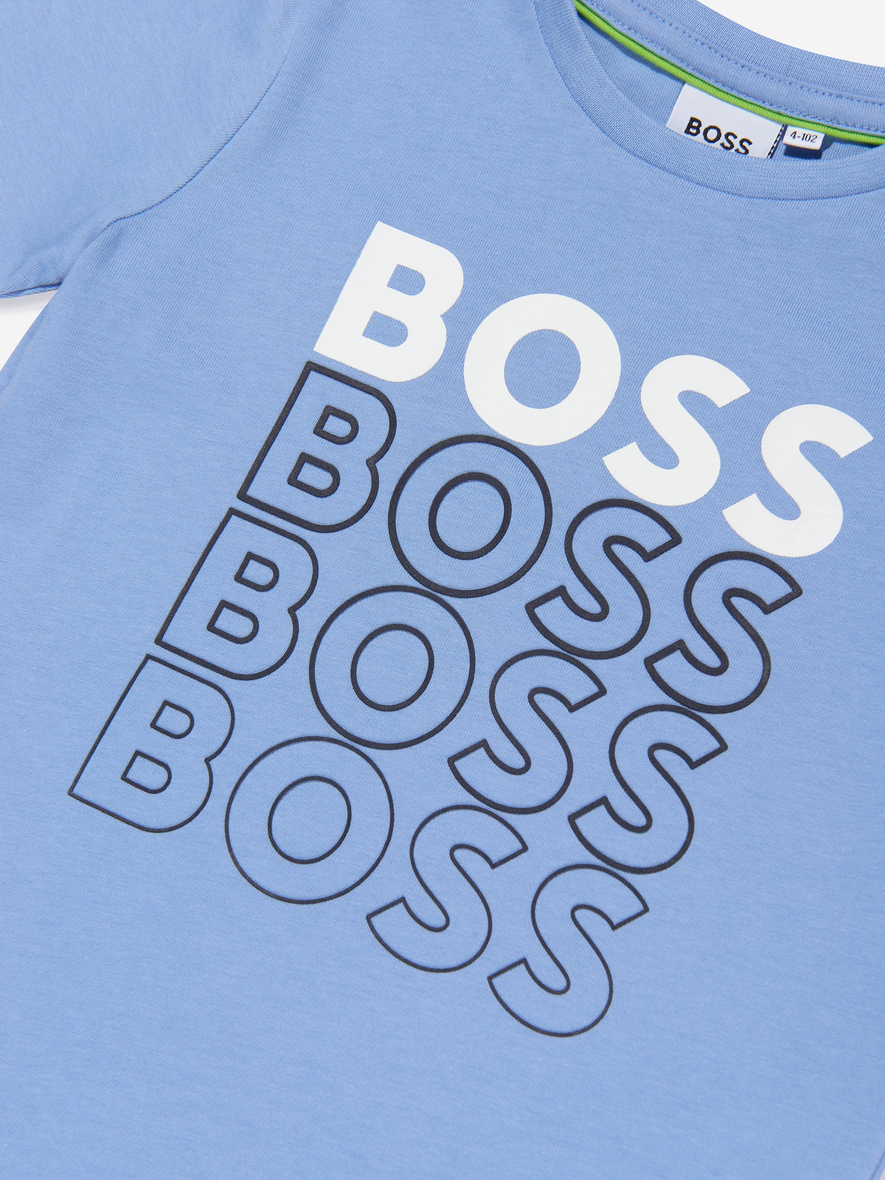 BOSS Boys Gradient Logo Print T-Shirt In Black