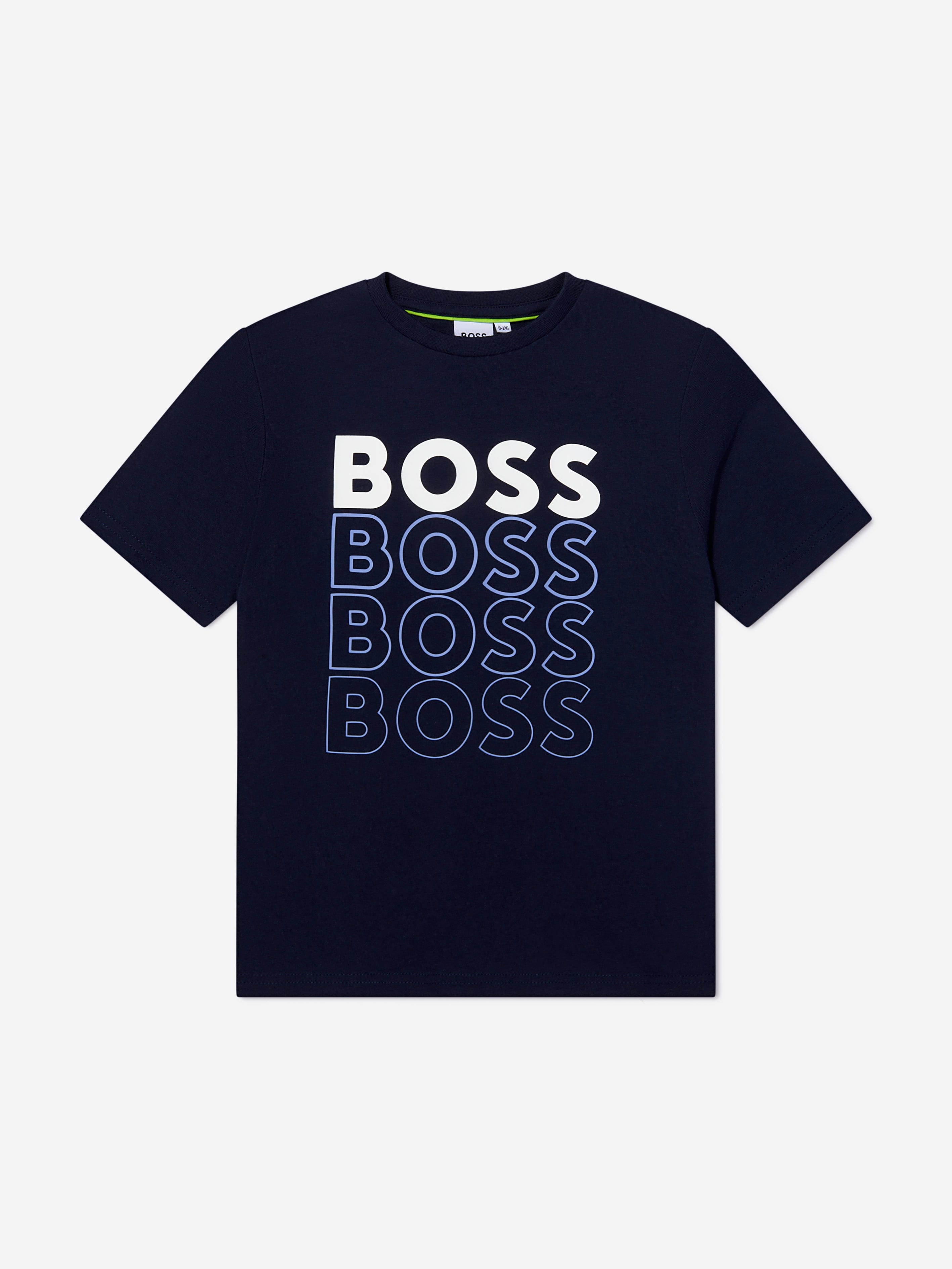 BOSS Boys Gradient Logo Print T-Shirt In Black