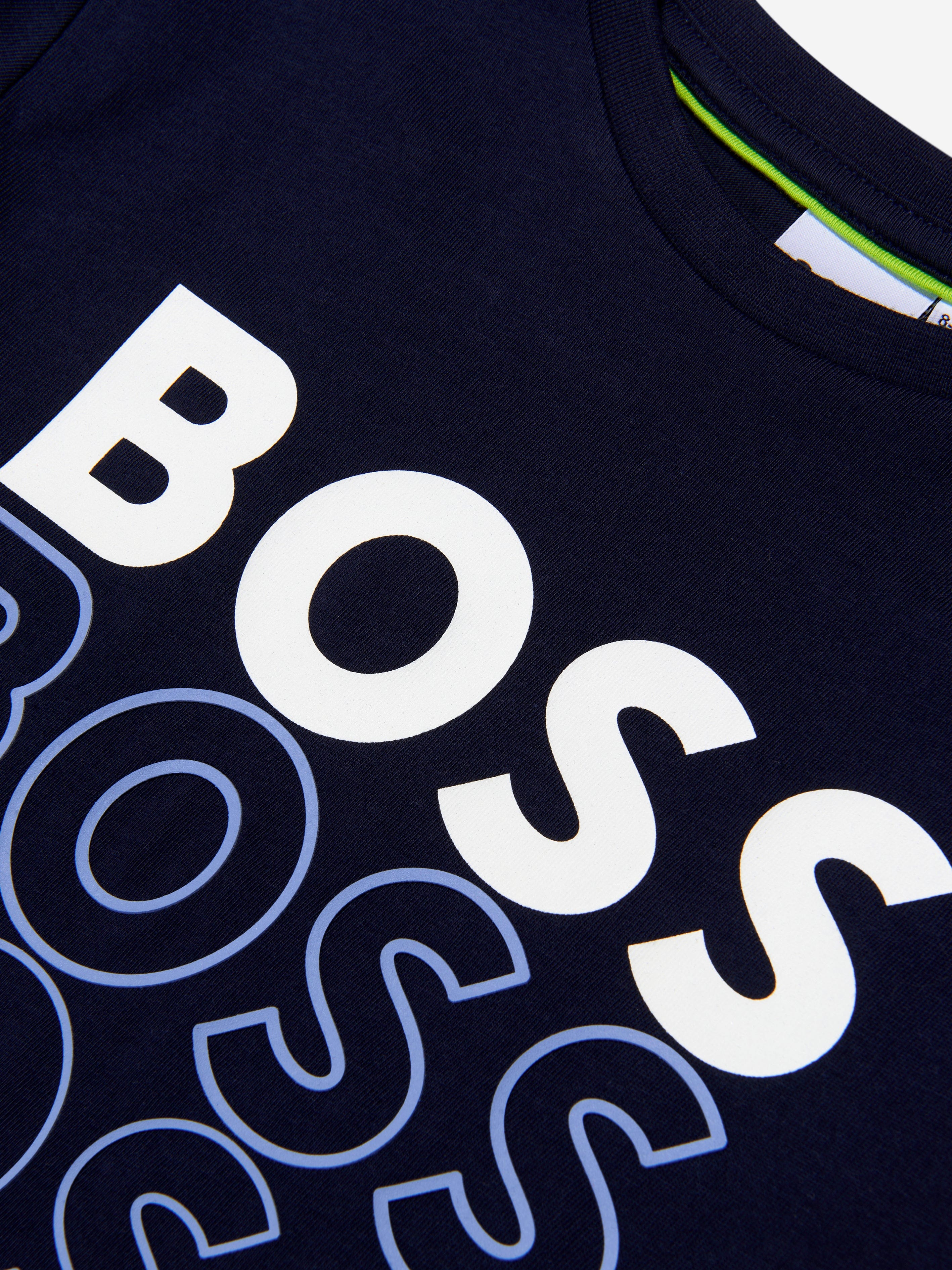 BOSS Boys Gradient Logo Print T-Shirt In Black